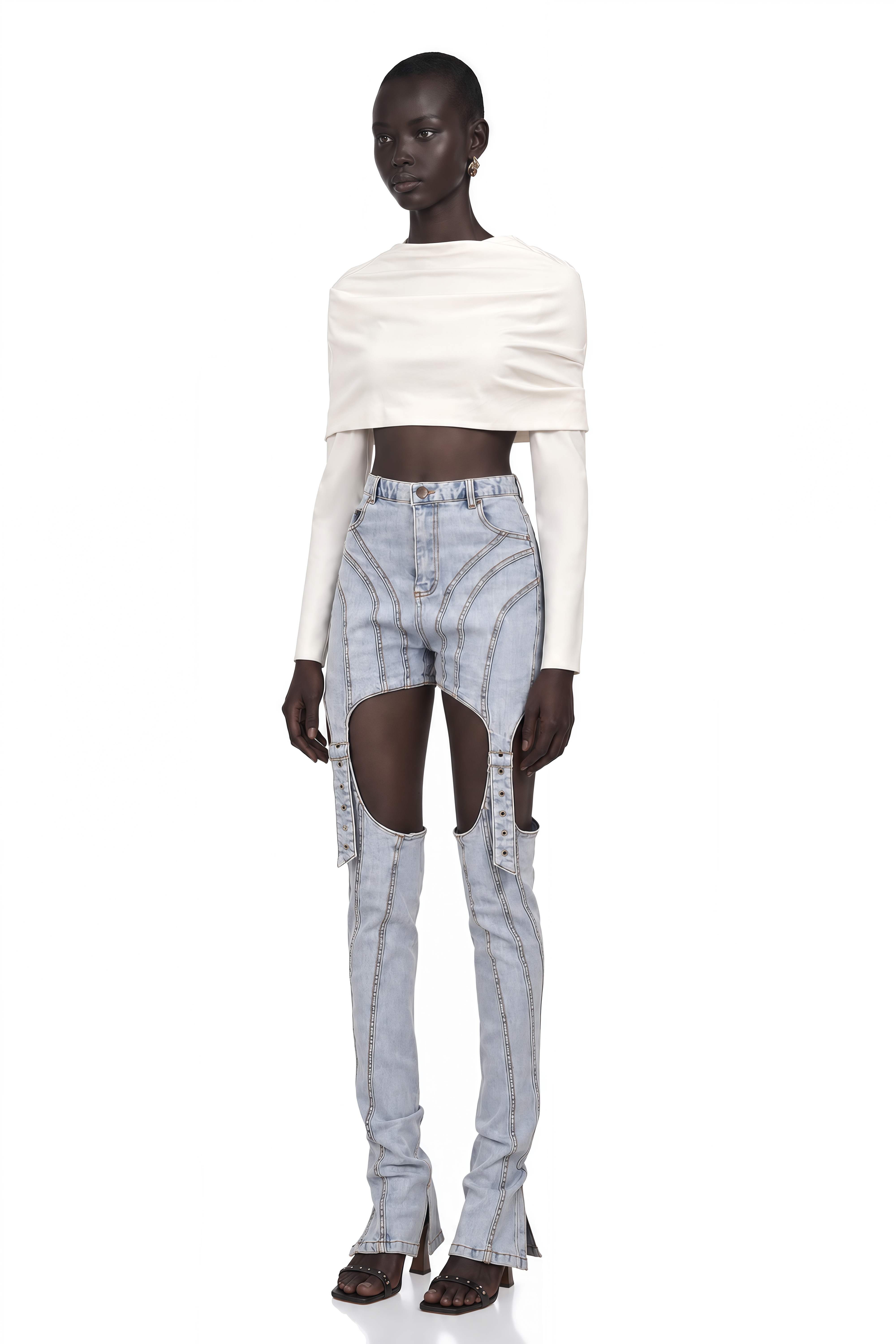 Hanna White Ruched Cropped Top
