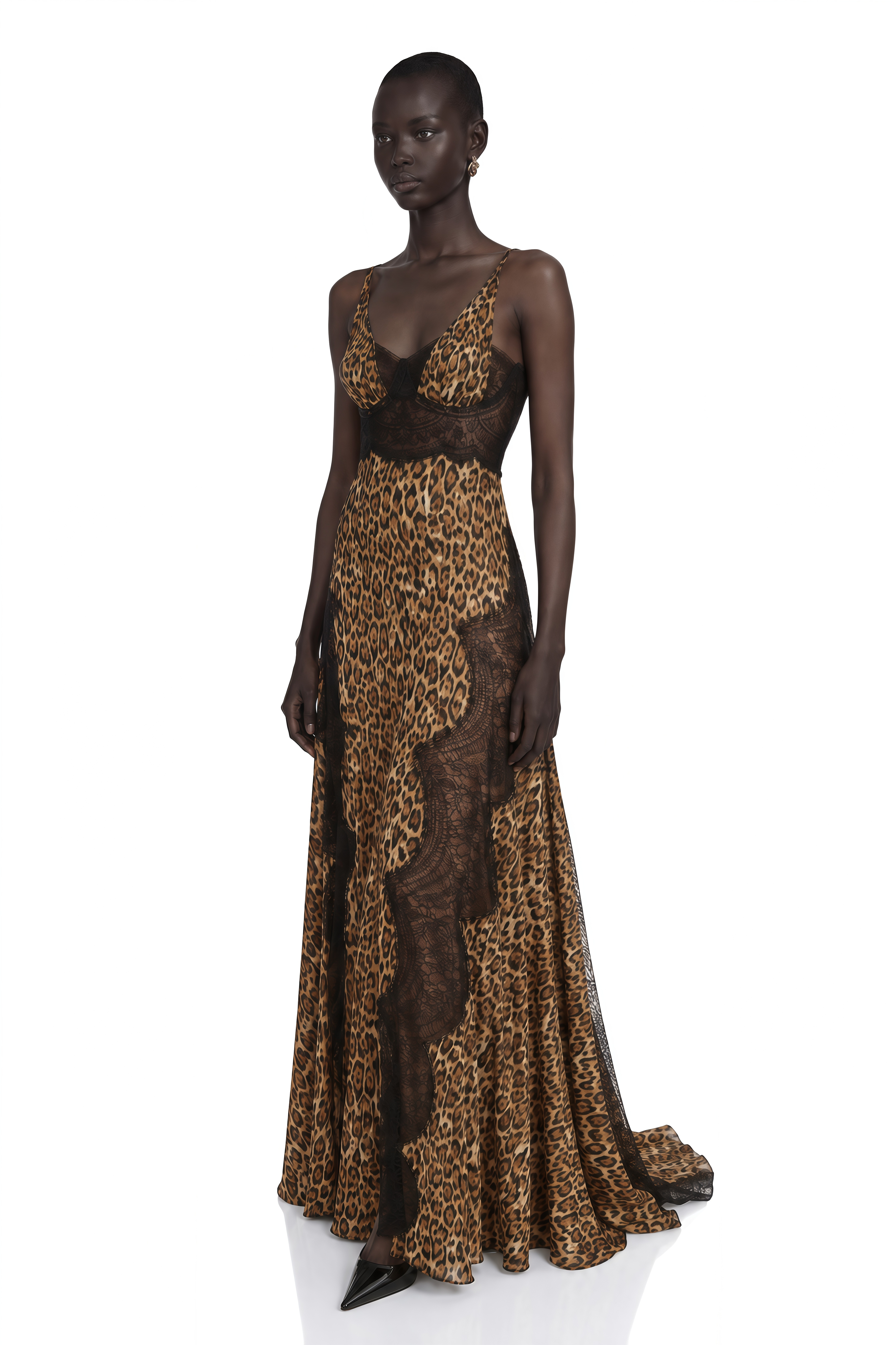 Denisa Brown Leopard Print Maxi Dress