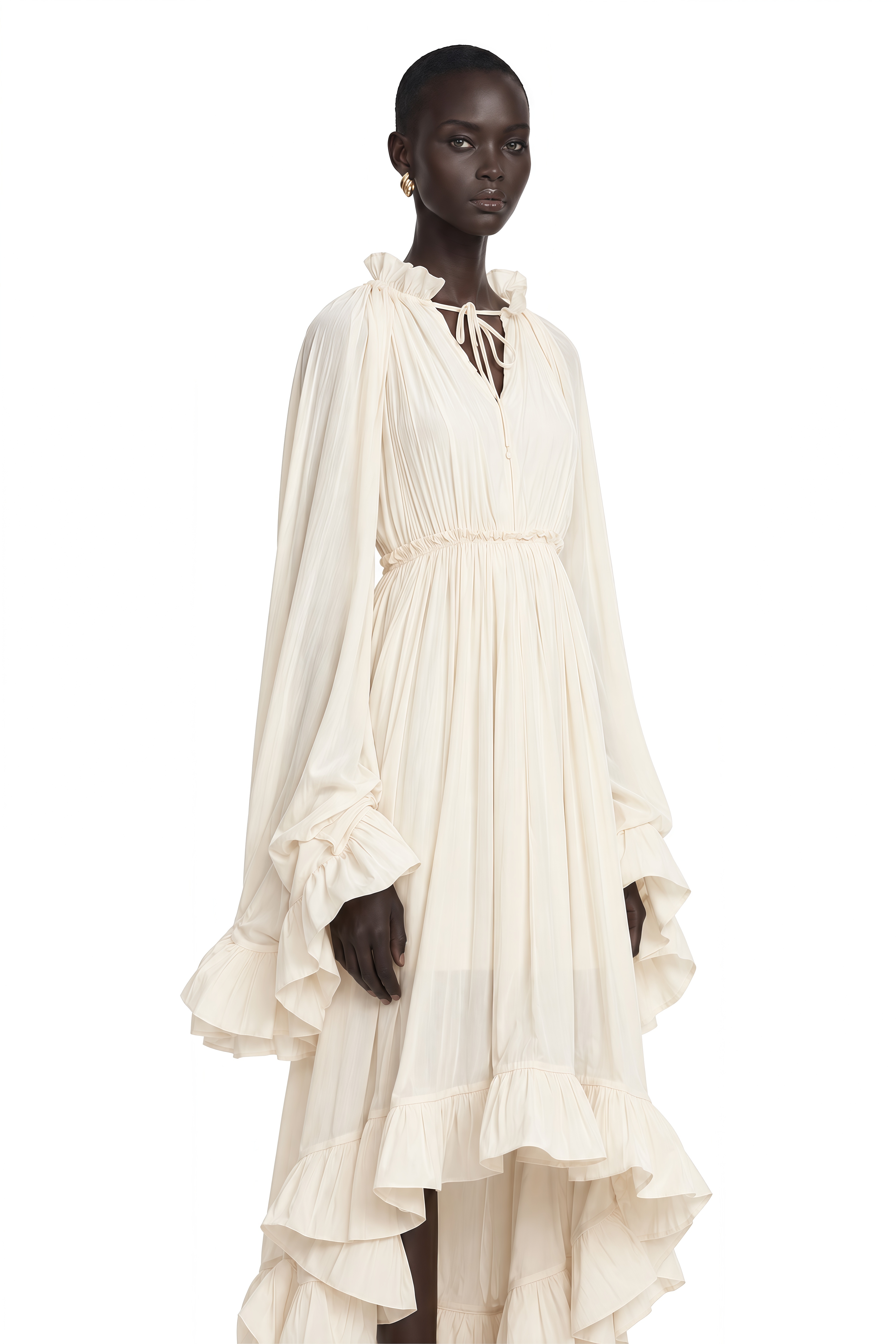 Charlene cape-design midi dress