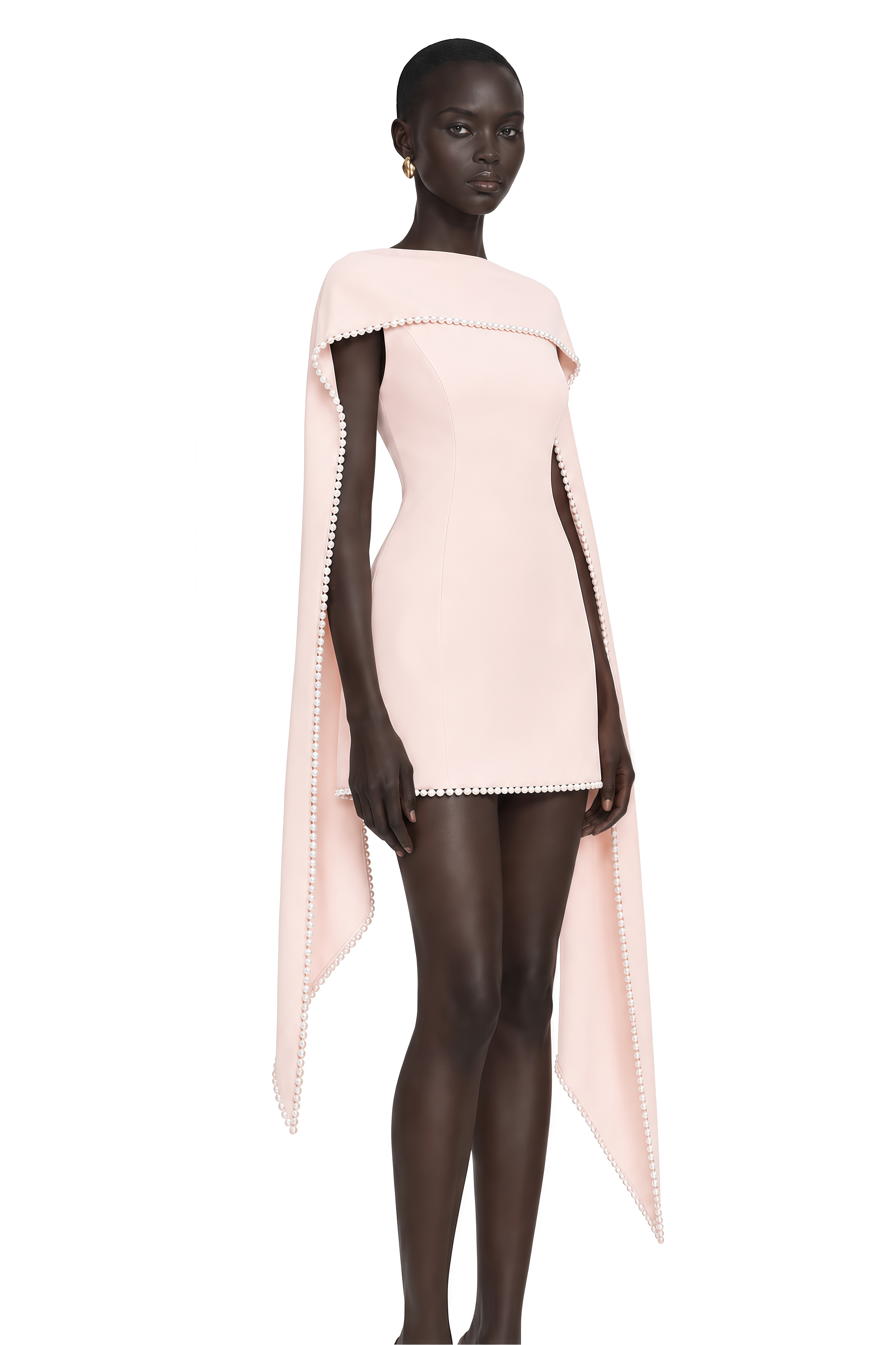 Piroska Pink Sleeveless Pearl Trim Mini Dress