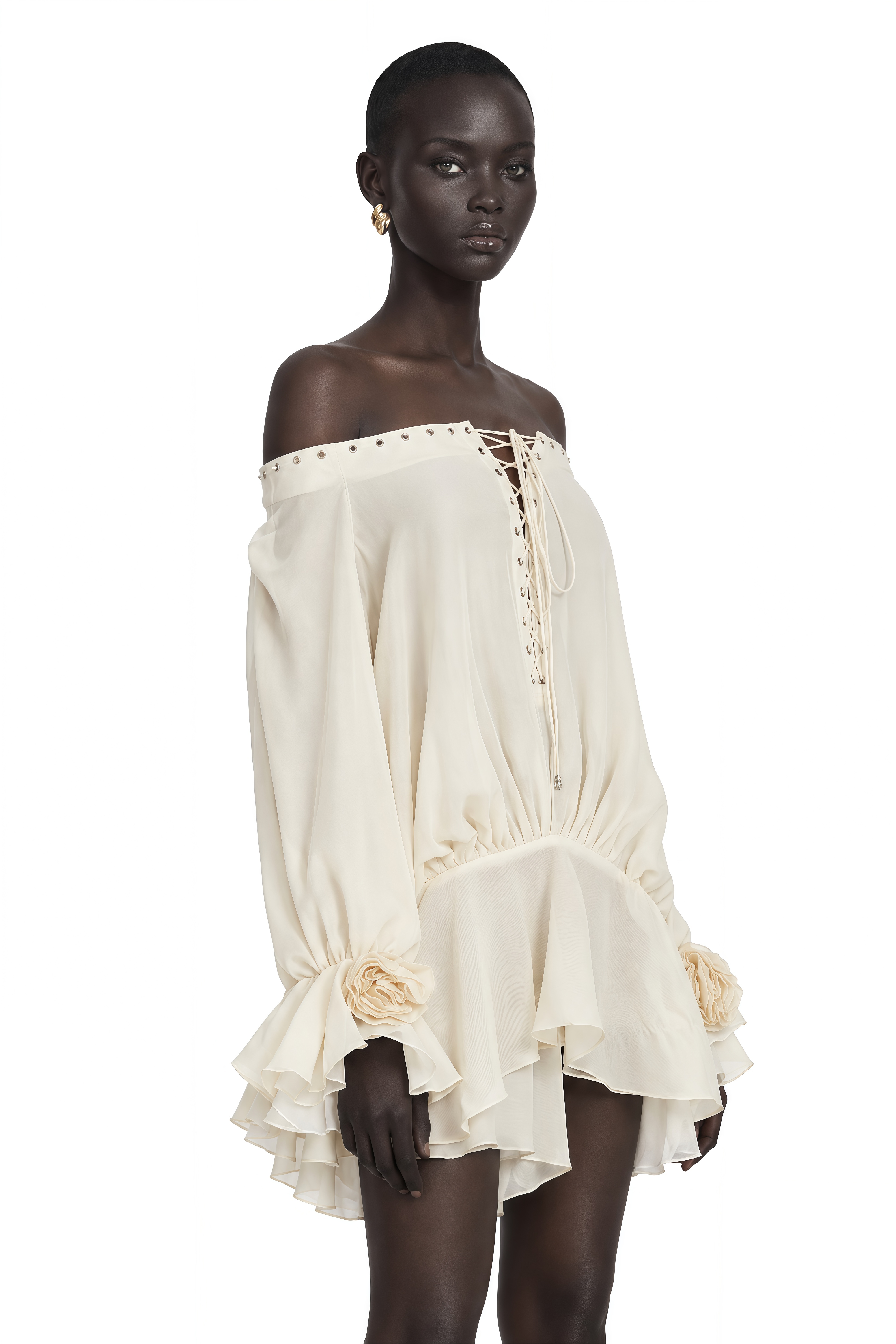 Lisette Off-Shoulder Chiffon Mini Dress