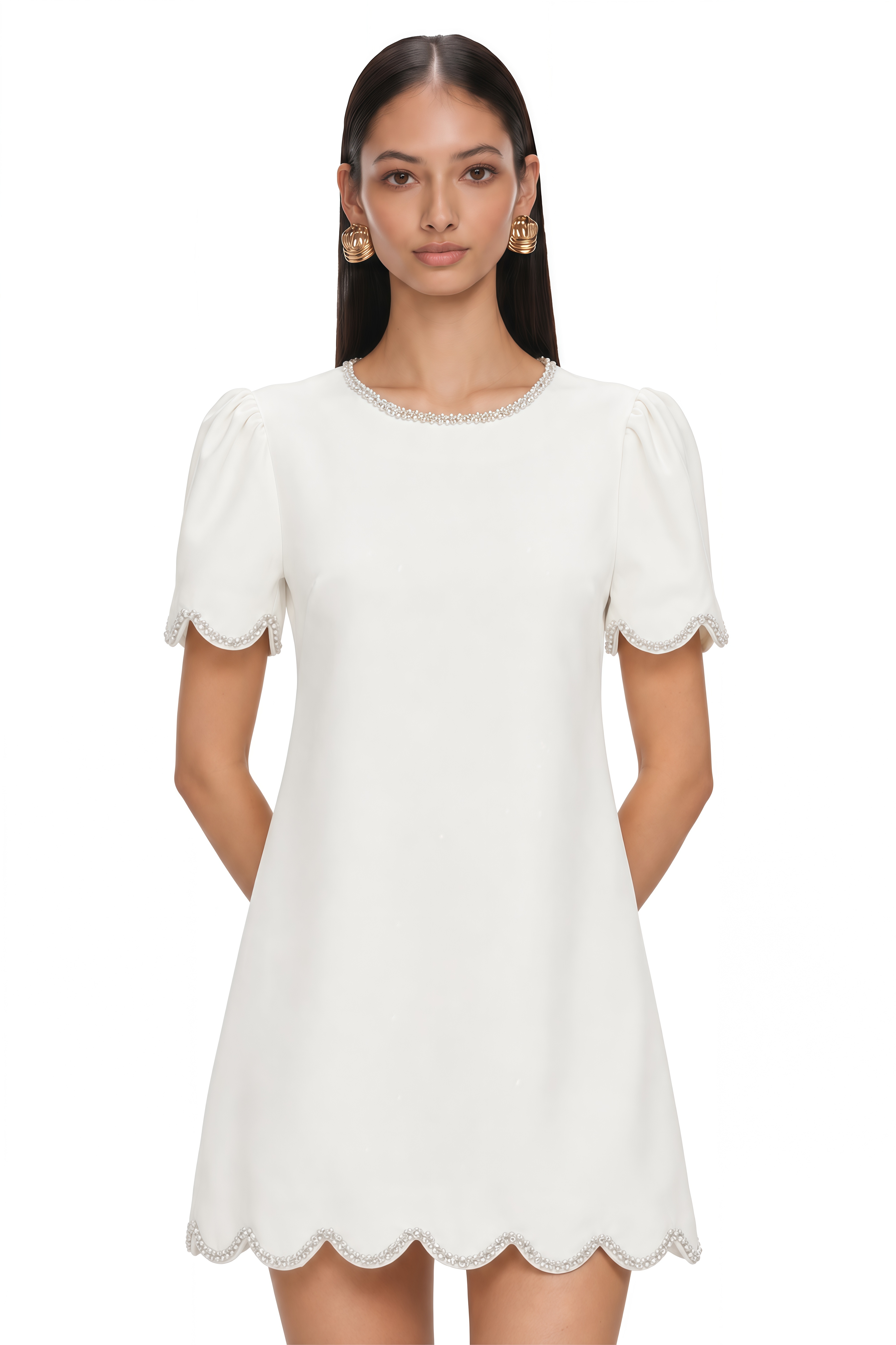 Bérénice White Crystal-Embellished Mini Dress