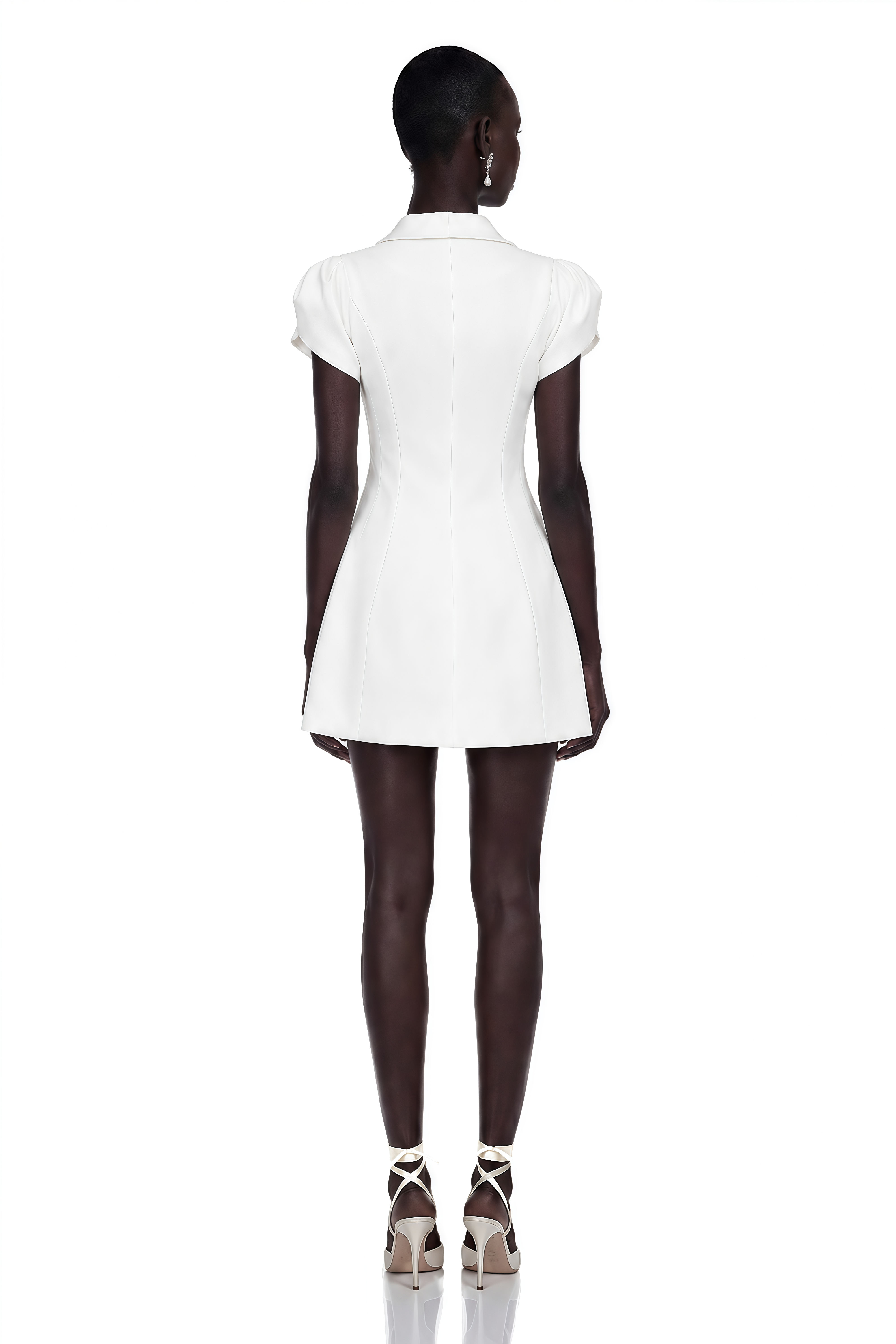 Acharya White Shawl Lapel Mini Dress