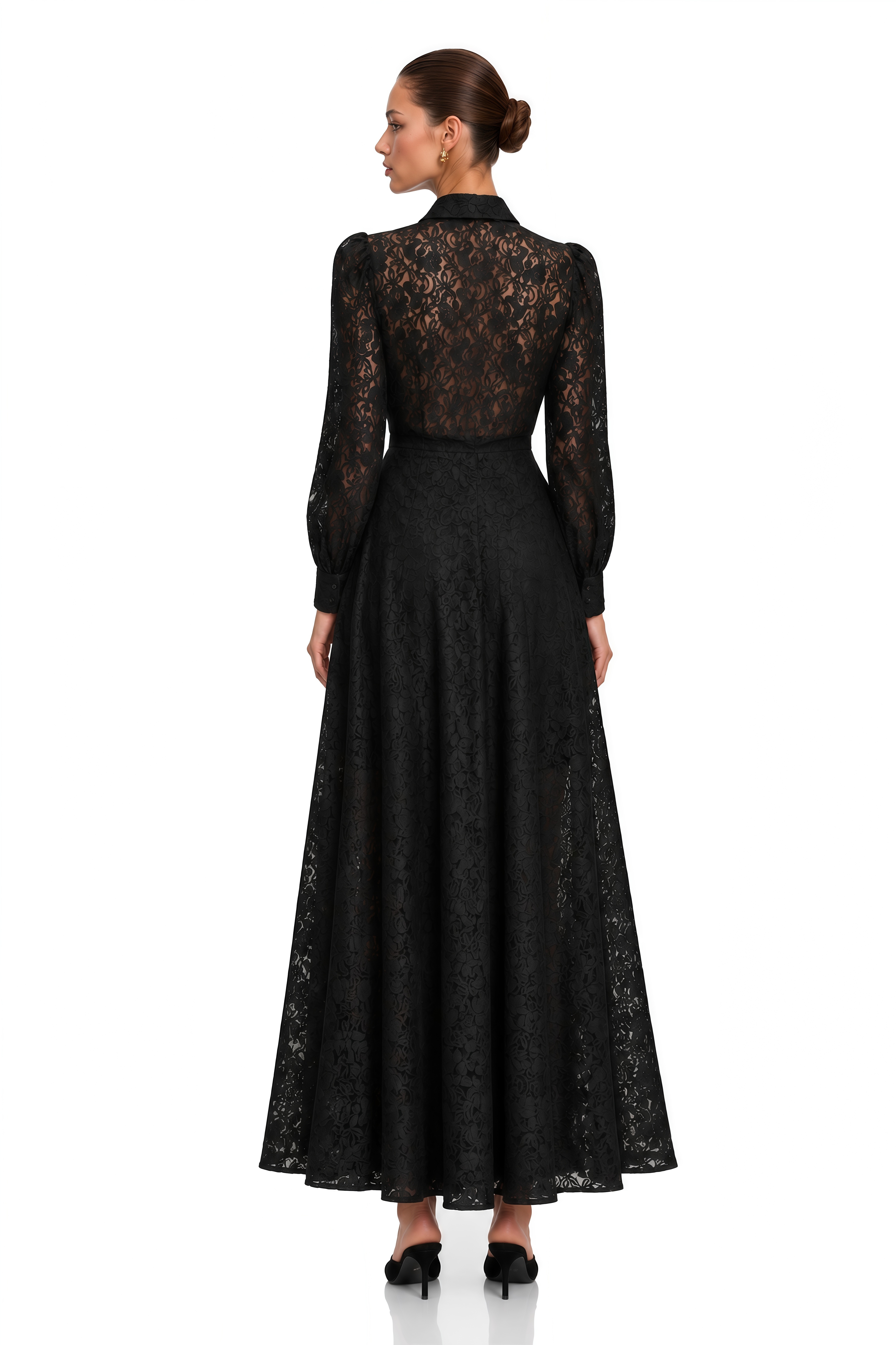 Gilberte Black Belted Shirt & Wide Leg Pants Set