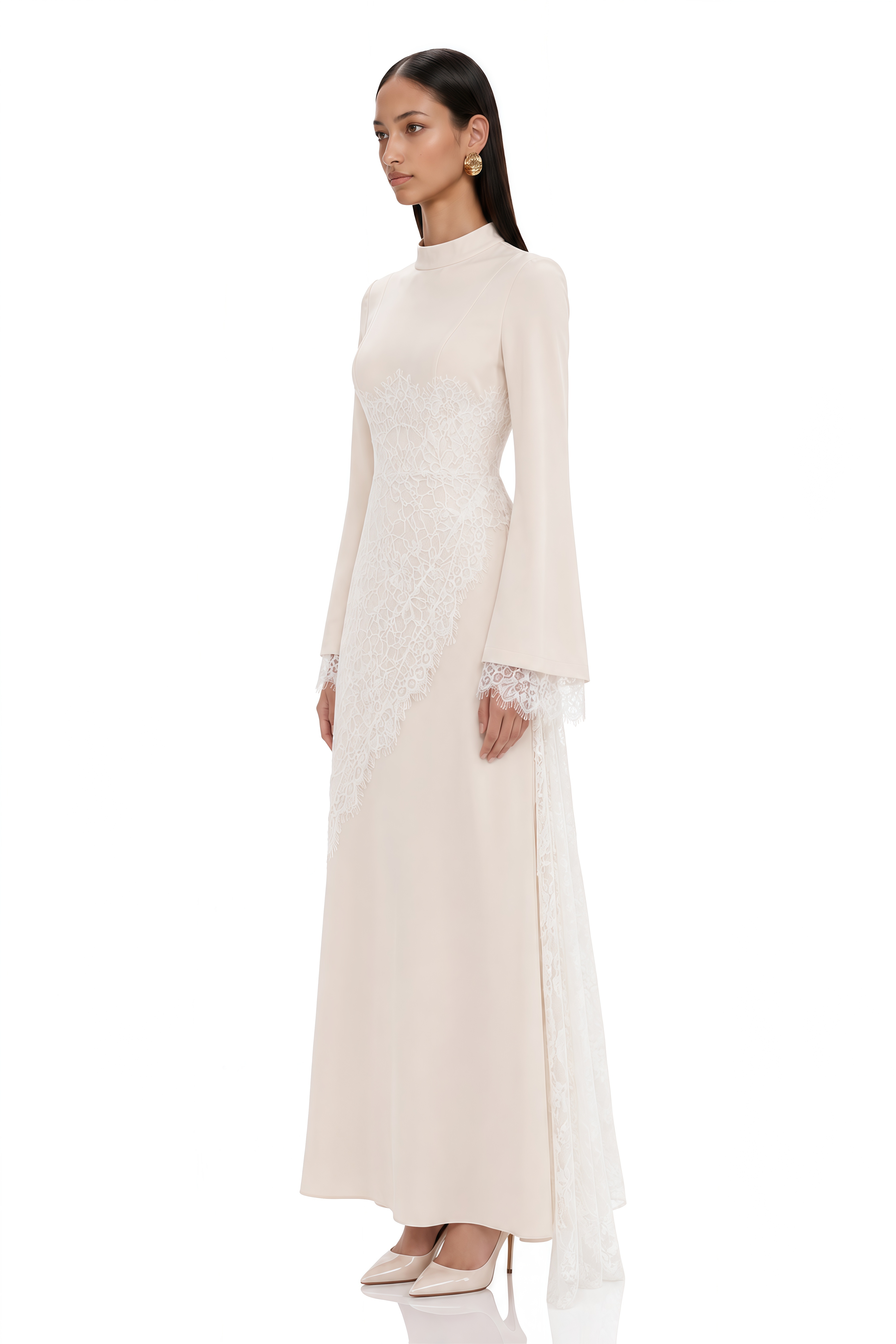 Aurora White Floral Lace Maxi Dress