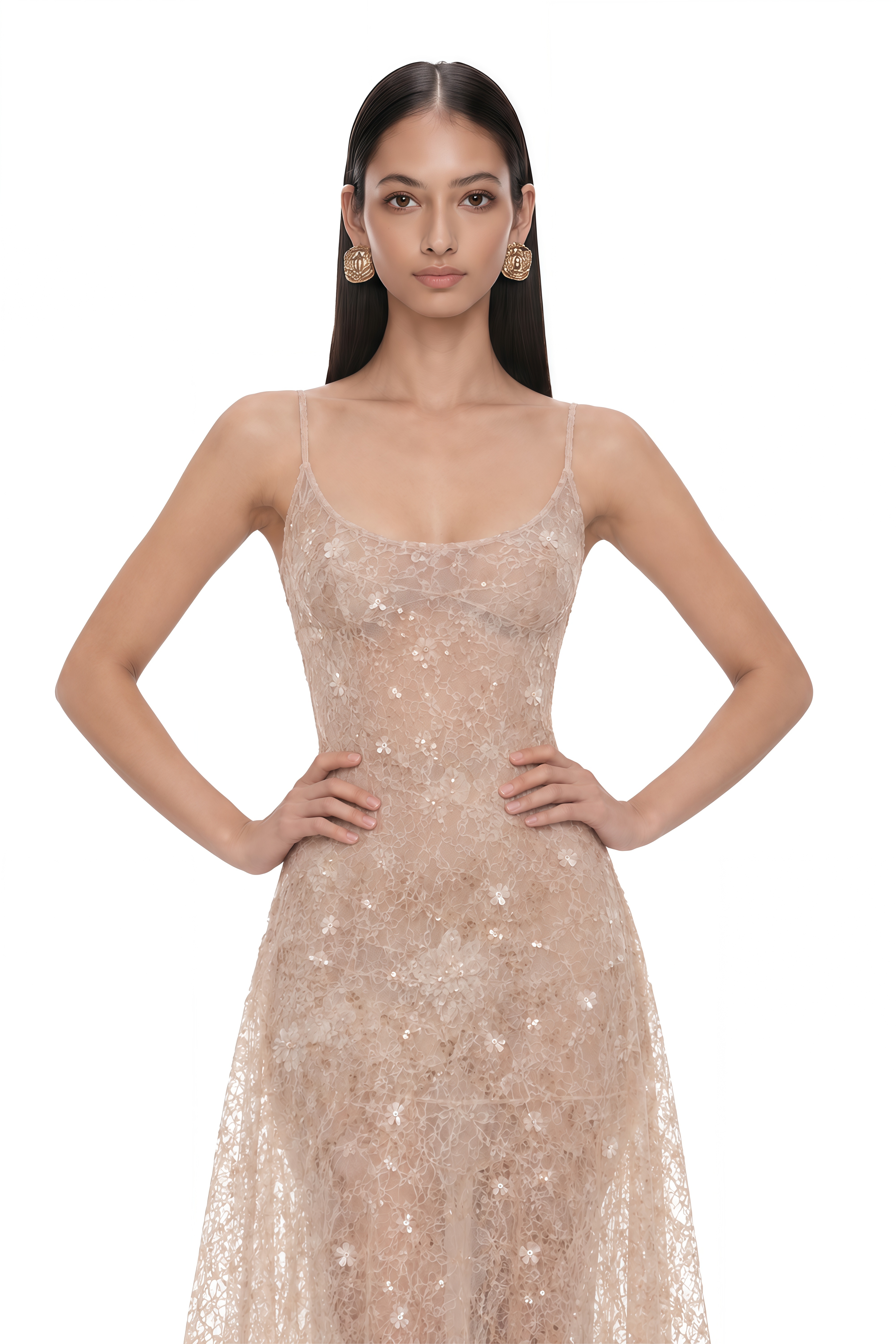 Kristoffer Pink Floral Lace Midi Dress