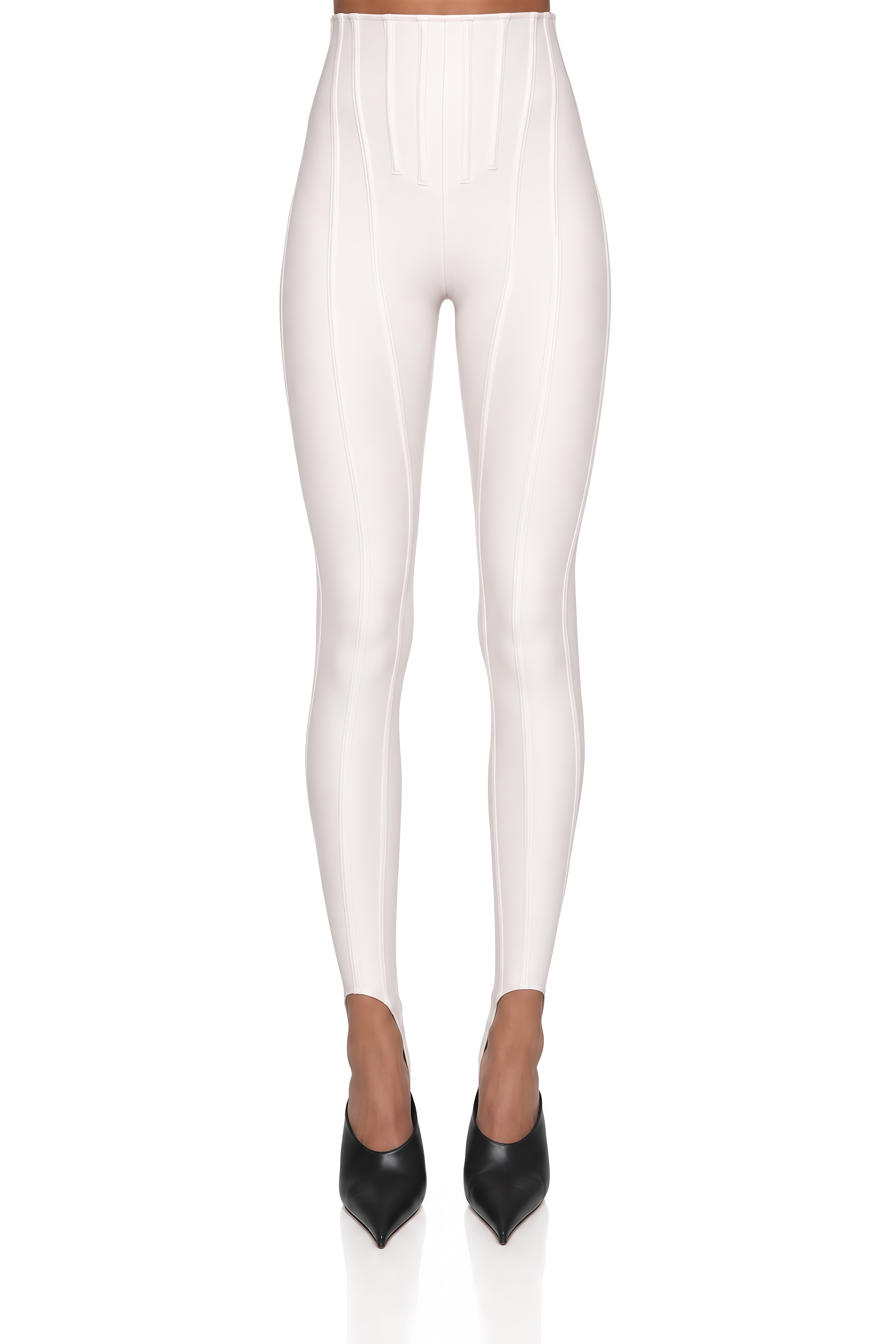 Cordelia White Decorative Stitching Leggings
