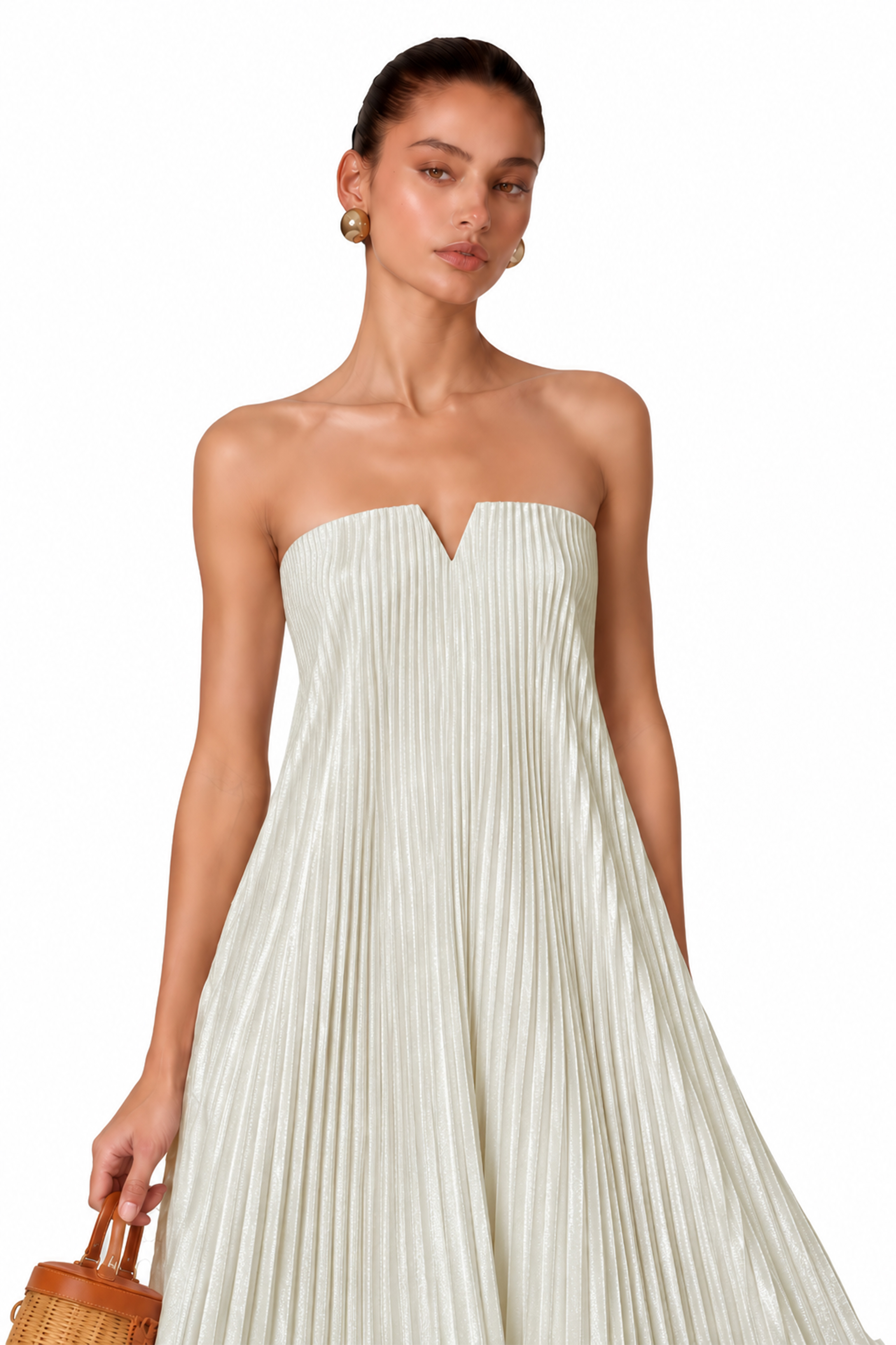 Satine Gold Fully-pleated Maxi Dress