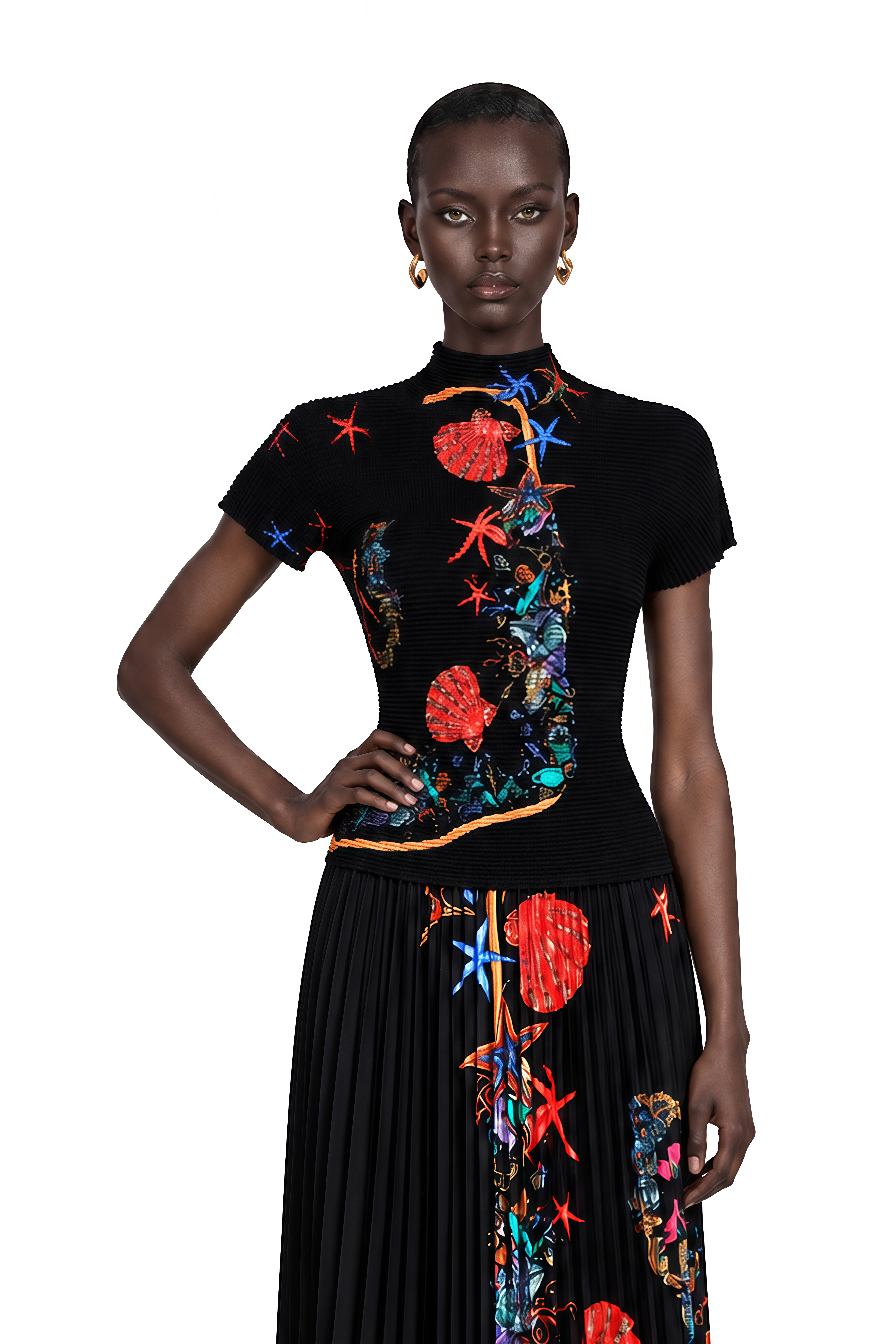 Josiane Pattern-Print Knitted Top & Skirt Matching Set