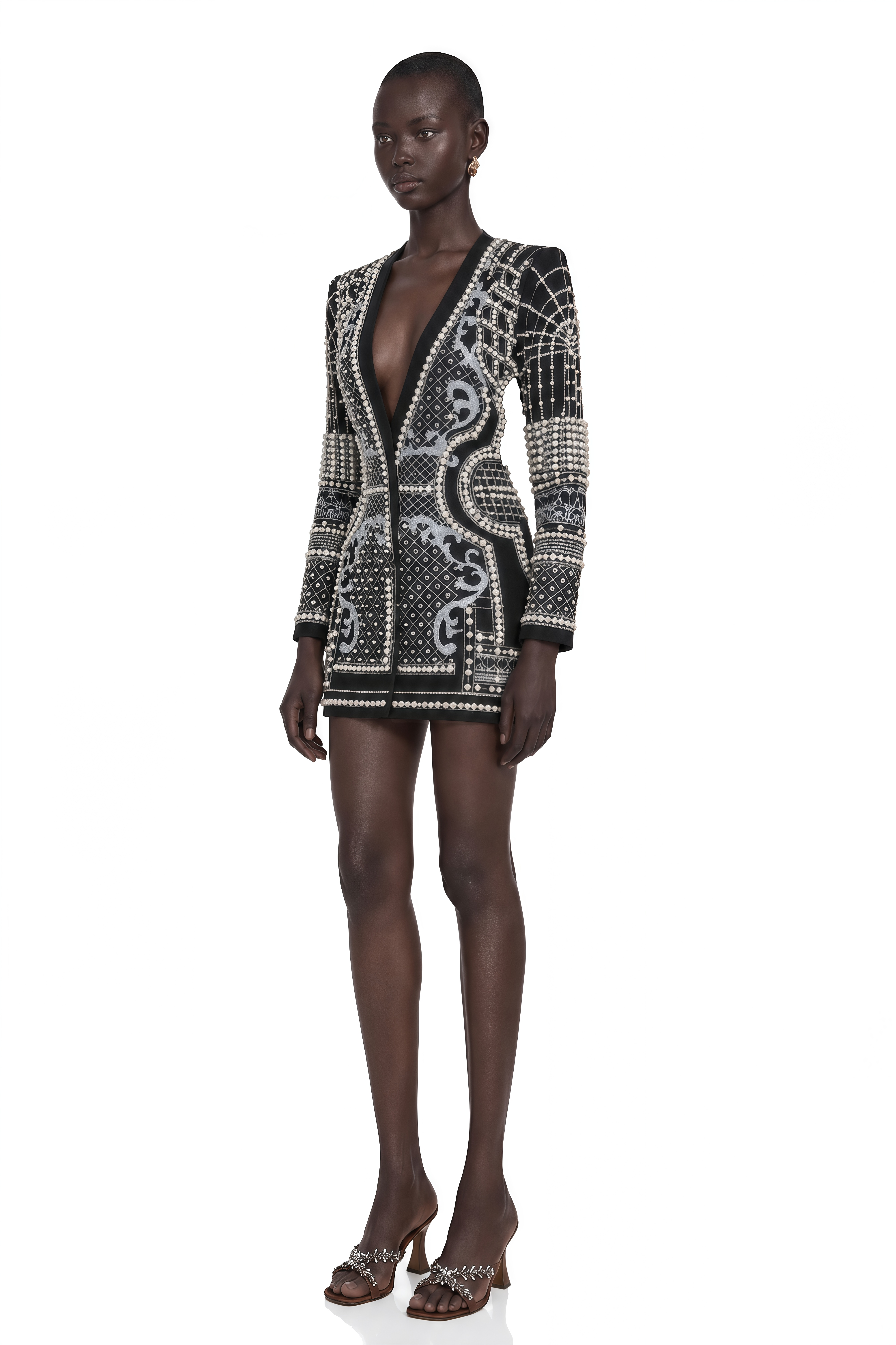 Catherine Pattern-Print V-Neck Blazer Dress