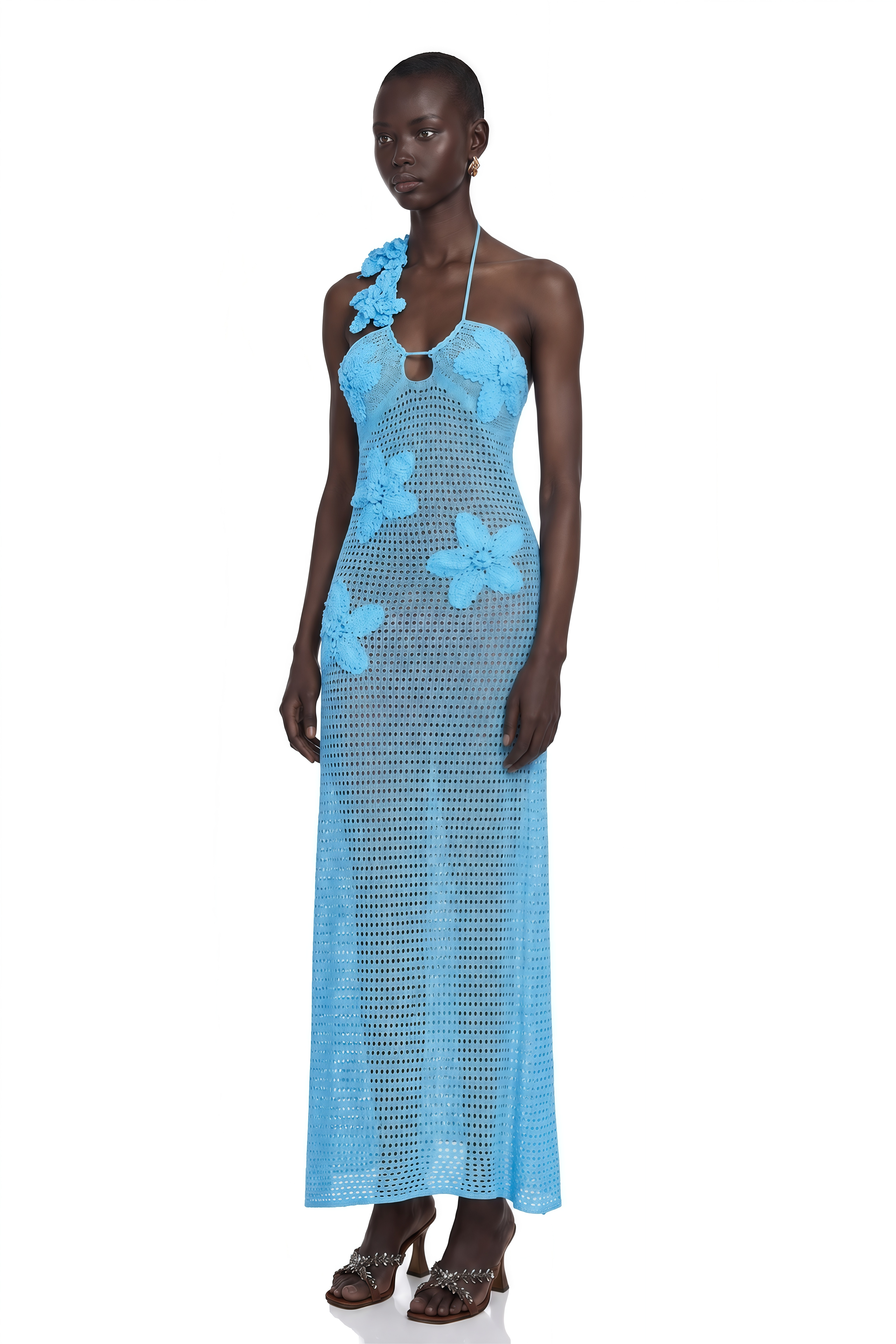 Diane Crochet Faux-Flower Embellished Maxi Dress