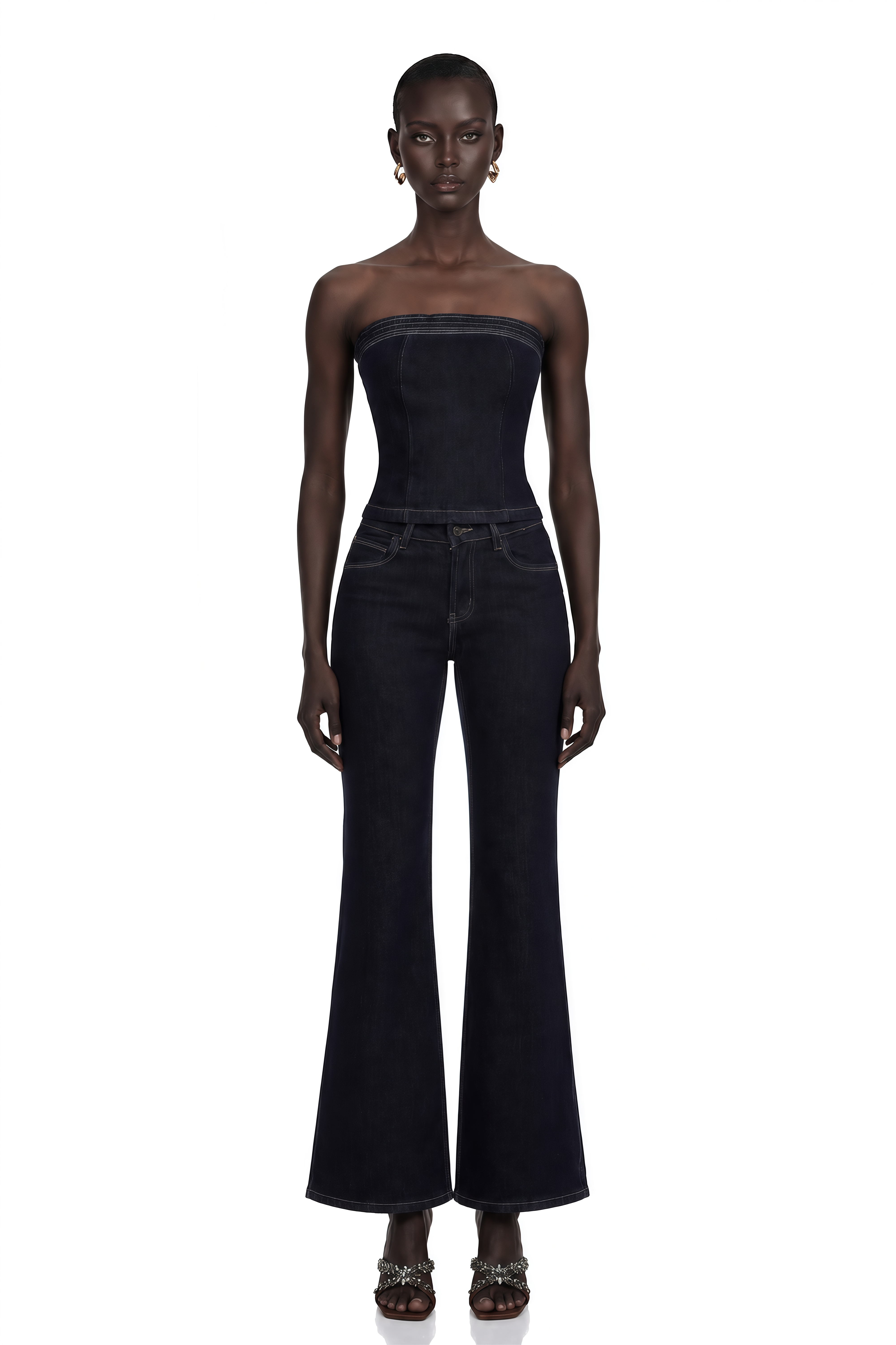 Joséphine Blue Denim Off Shoulder Top & Trouser Set