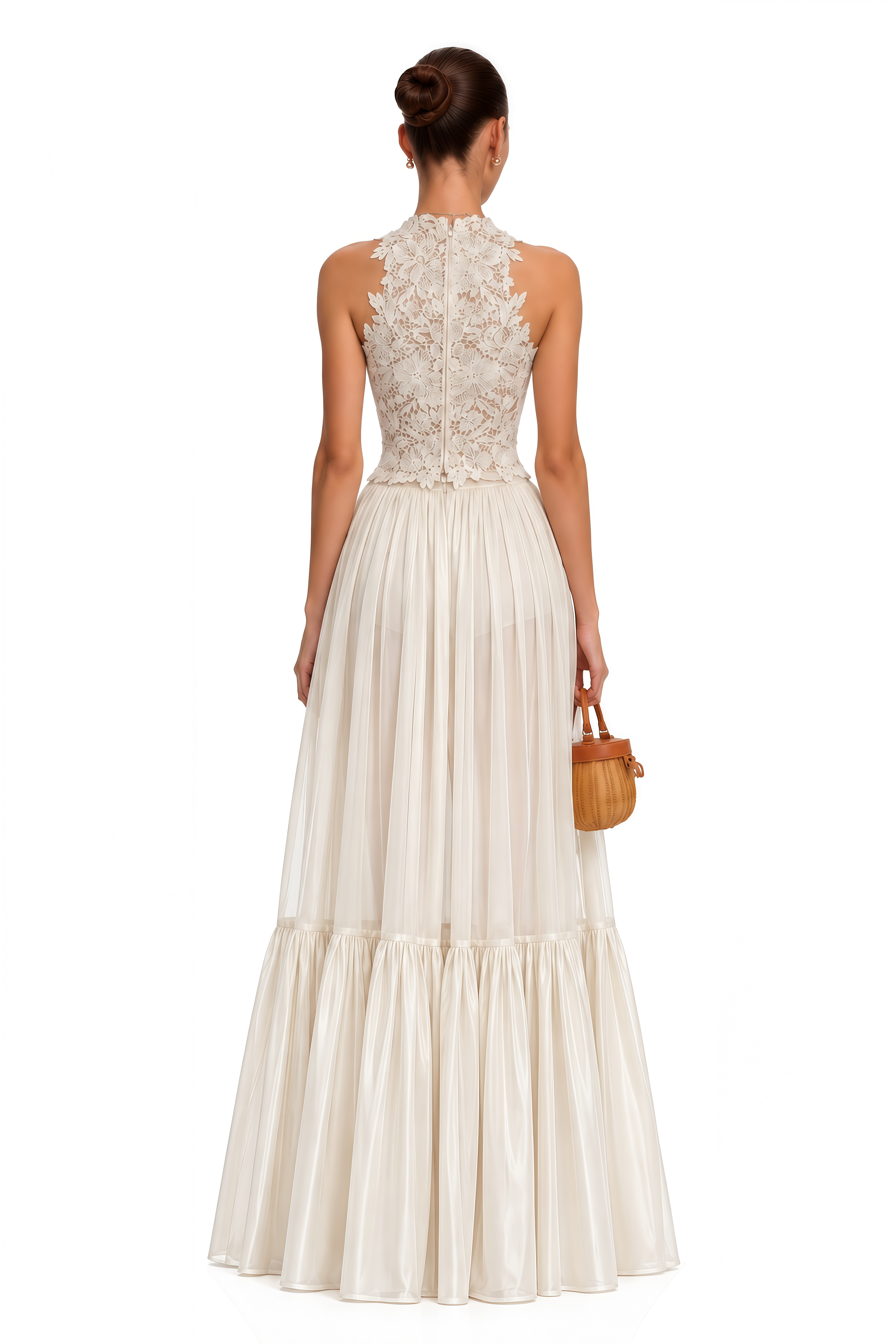 Nevaeh Cream Floral Crochet Top & Tiered Skirt Set