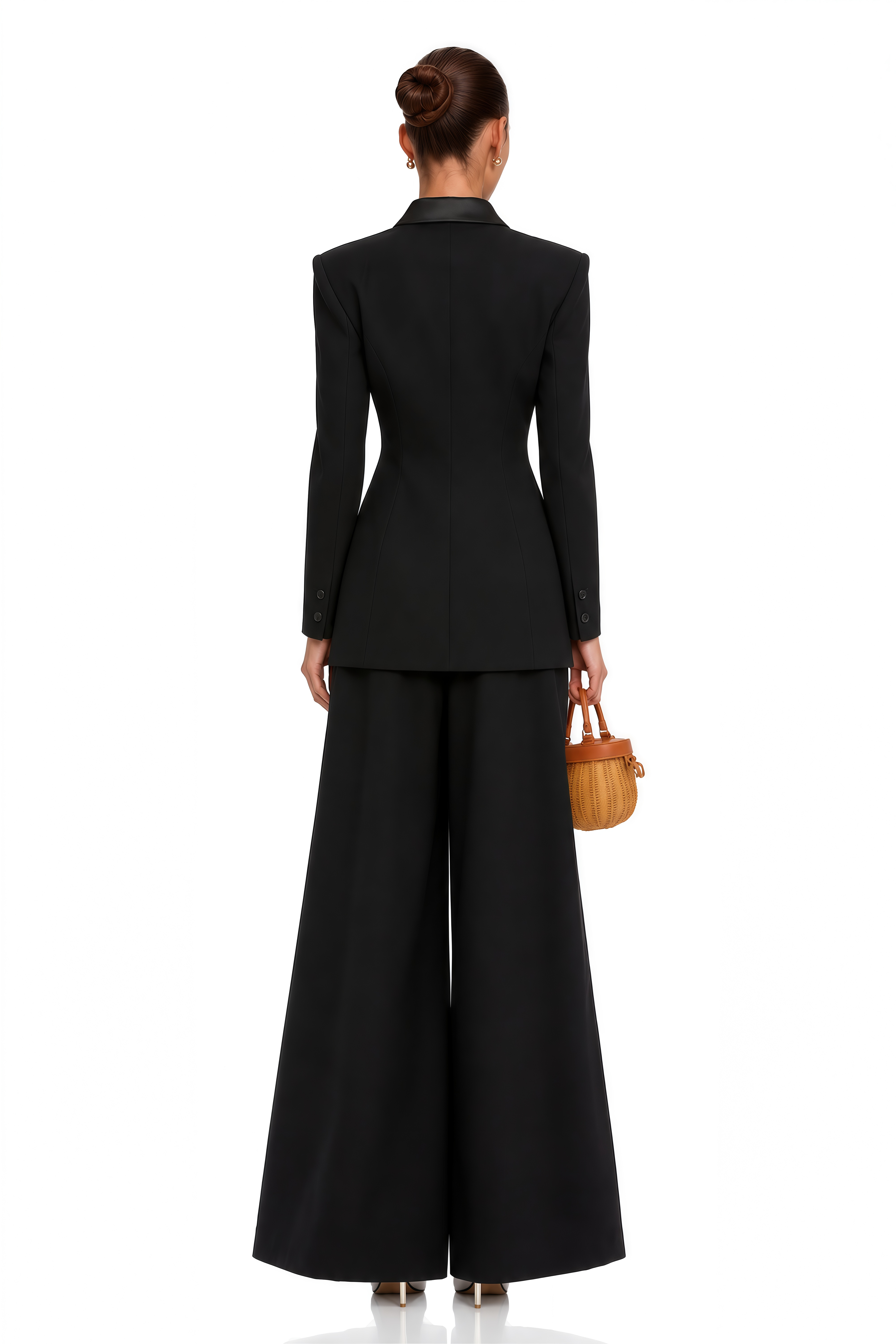 Leander Black Double-Breasted Long Blazer
