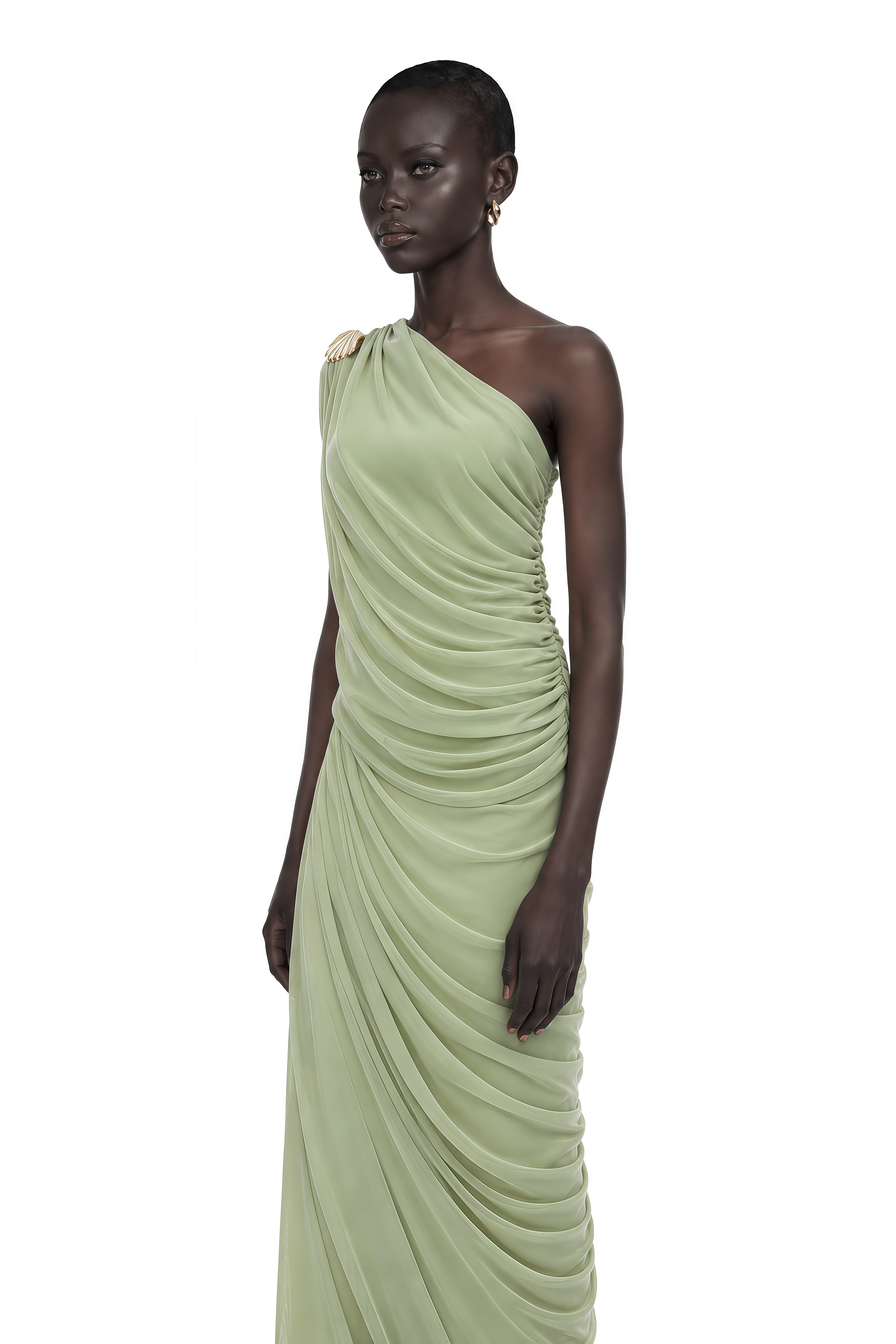 Branwen Green One Shoulder Top & Skirt Set