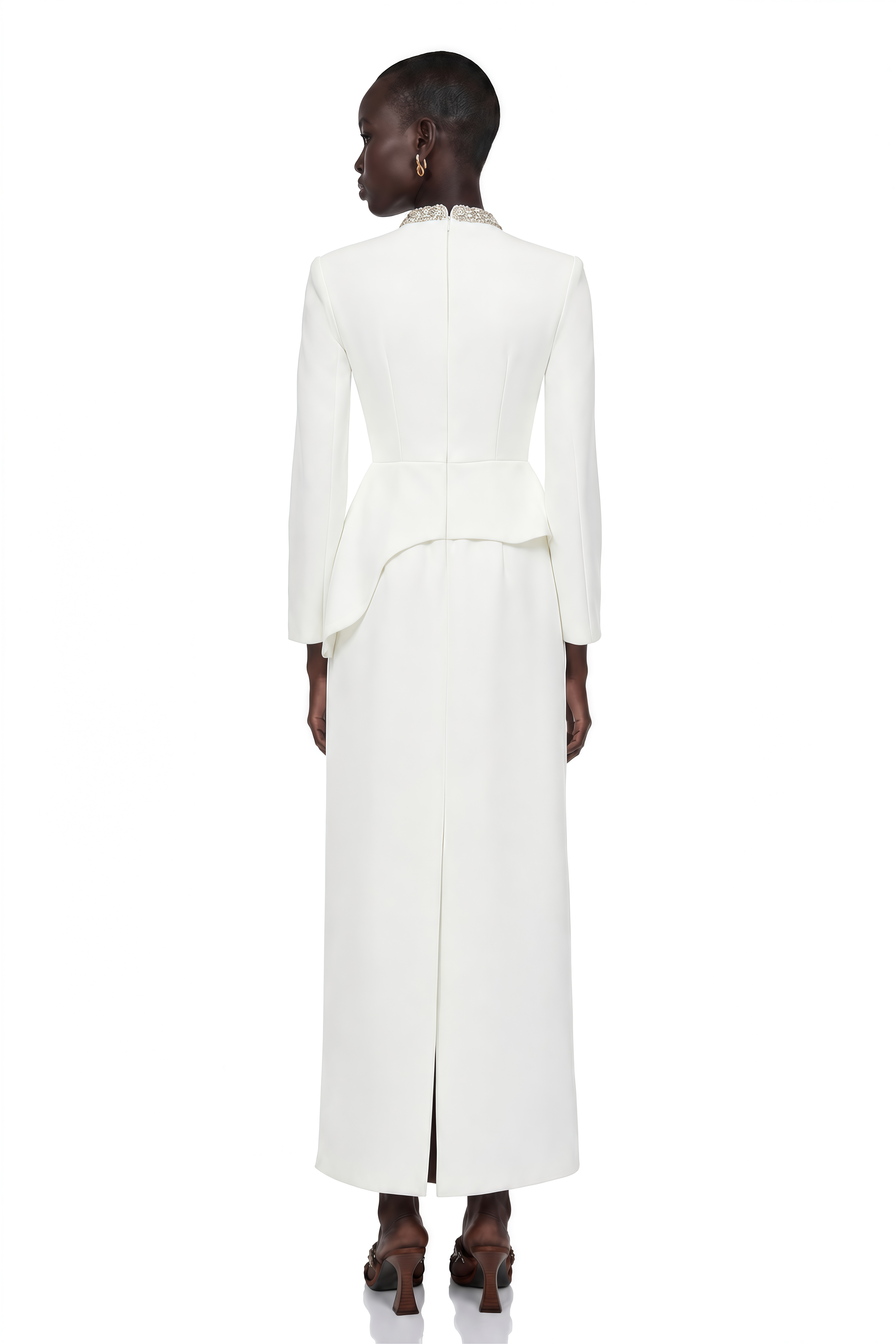 Eleri White Beaded Maxi Dress