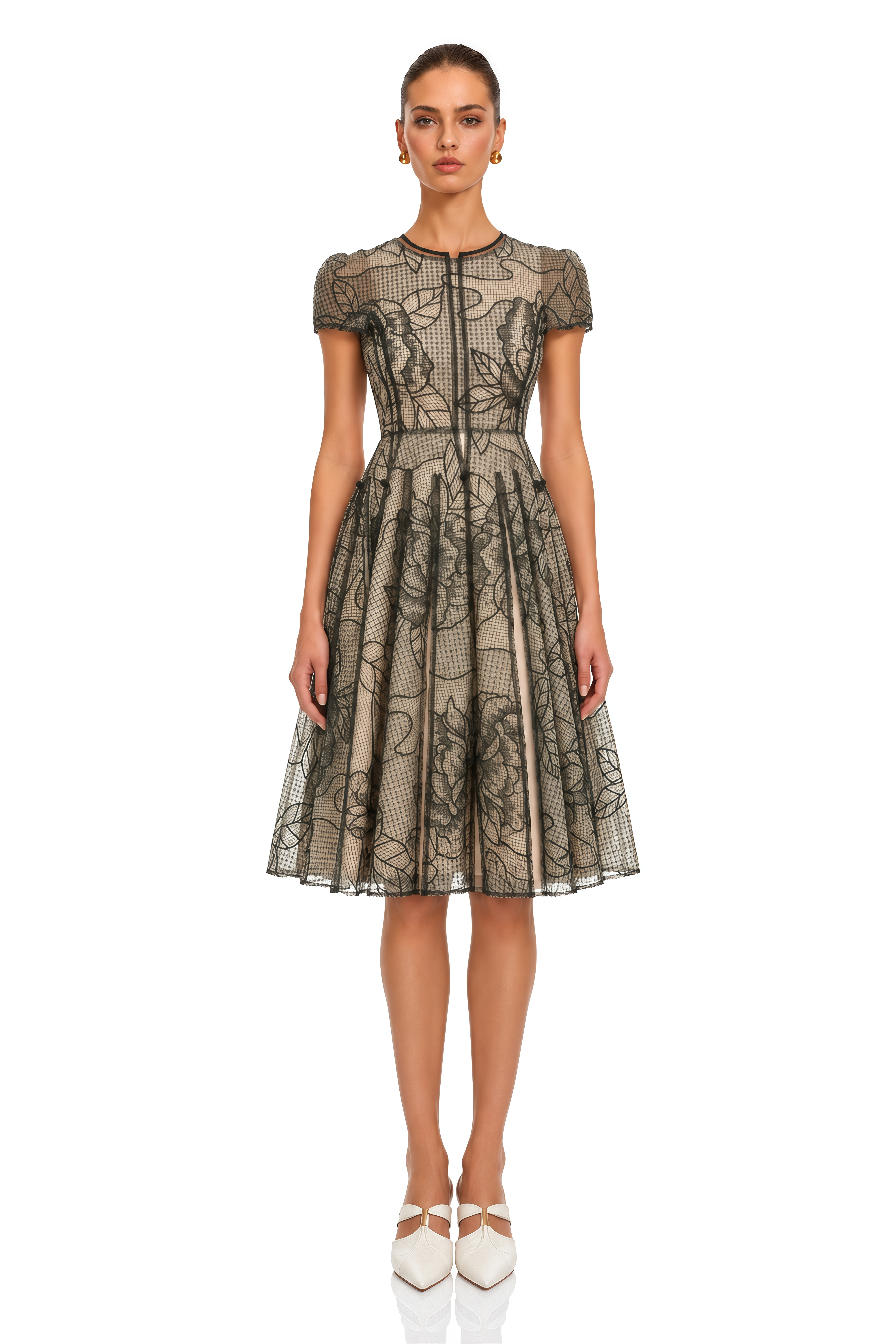 Sisanda Black Semi Sheer Floral Midi Dress