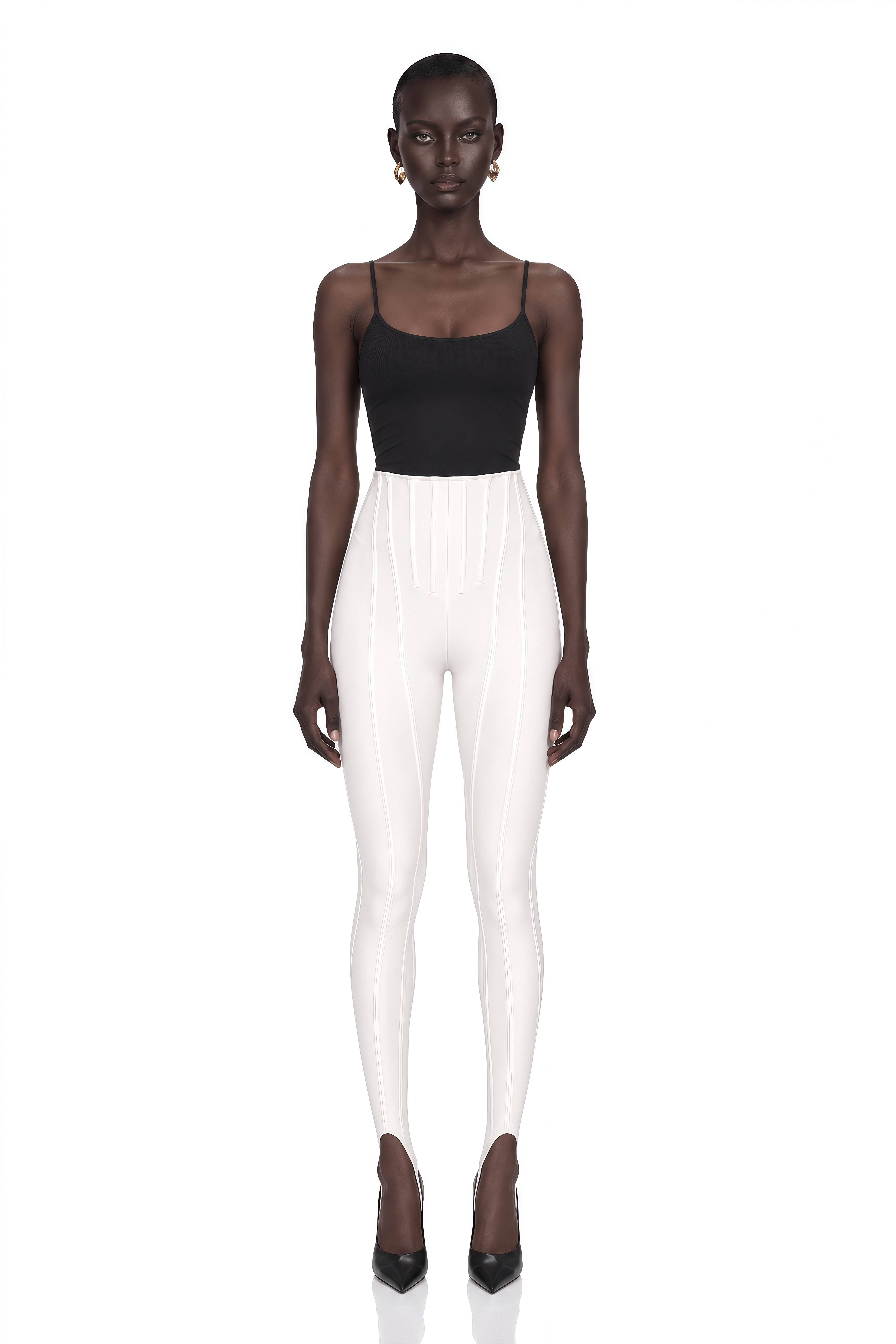 Cordelia White Decorative Stitching Leggings