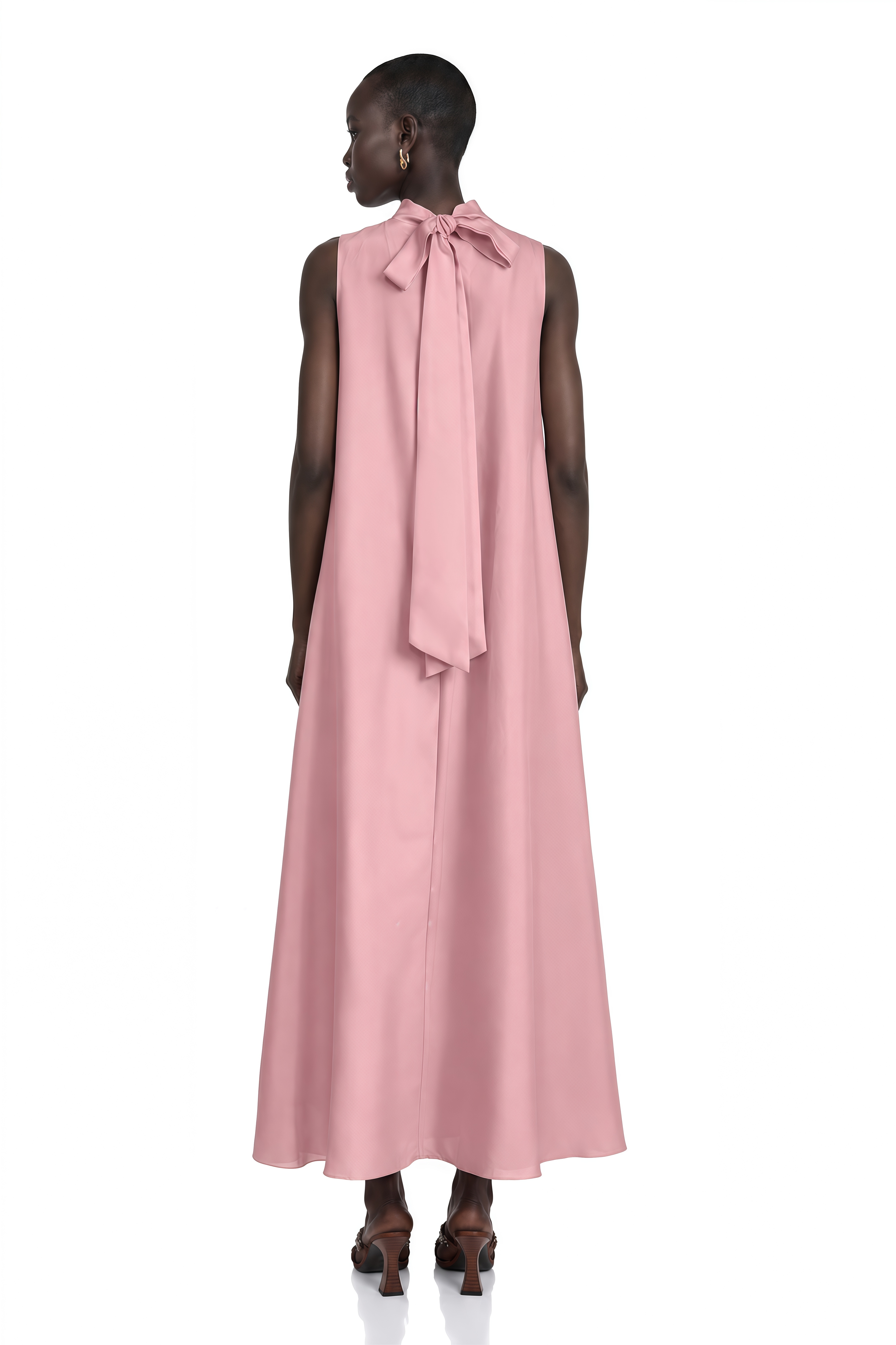 Émilie Sleeveless Floral-Applique Midi Dress in Pink