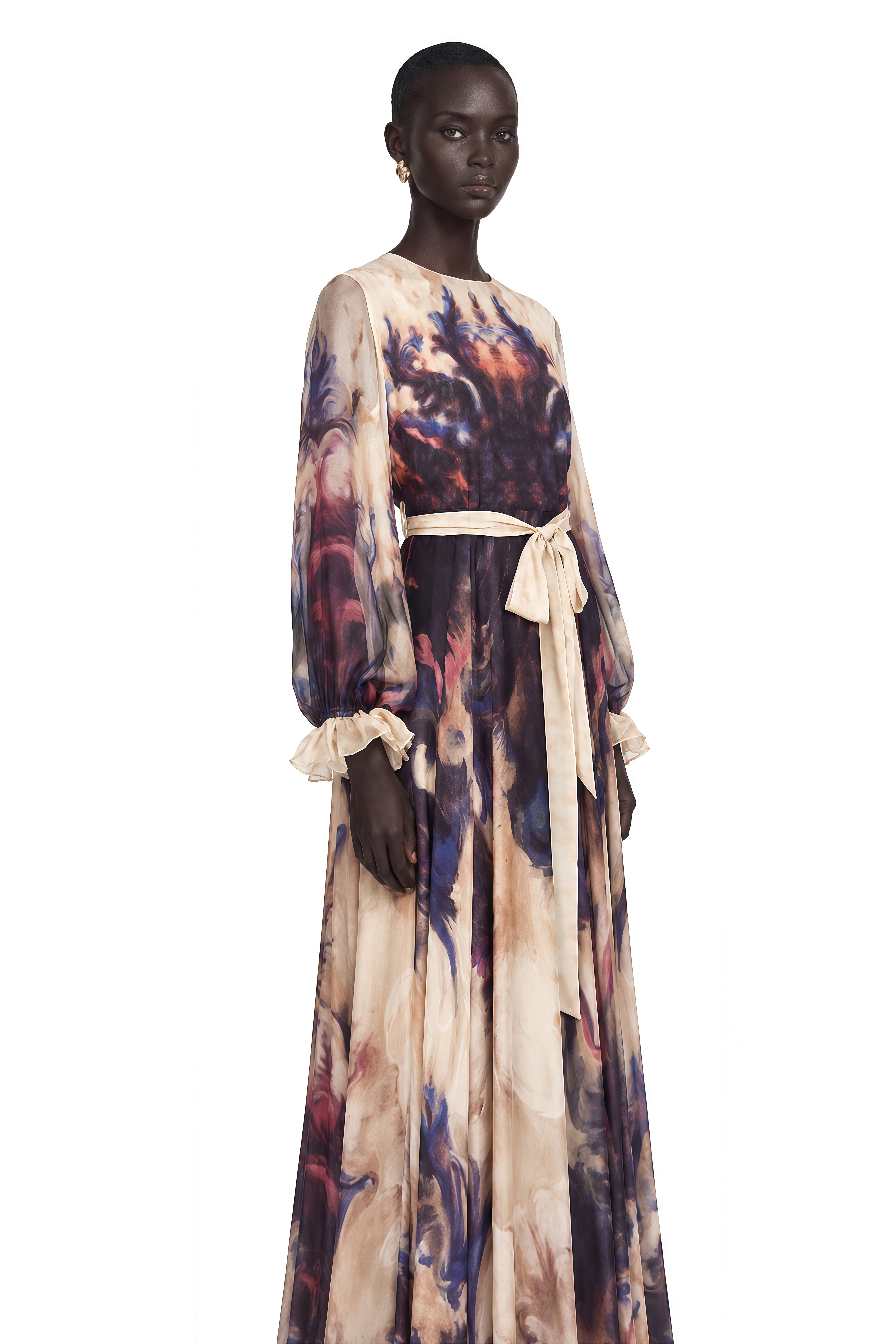 Urbaine Smudged Graffiti-Print Silk Midi Dress