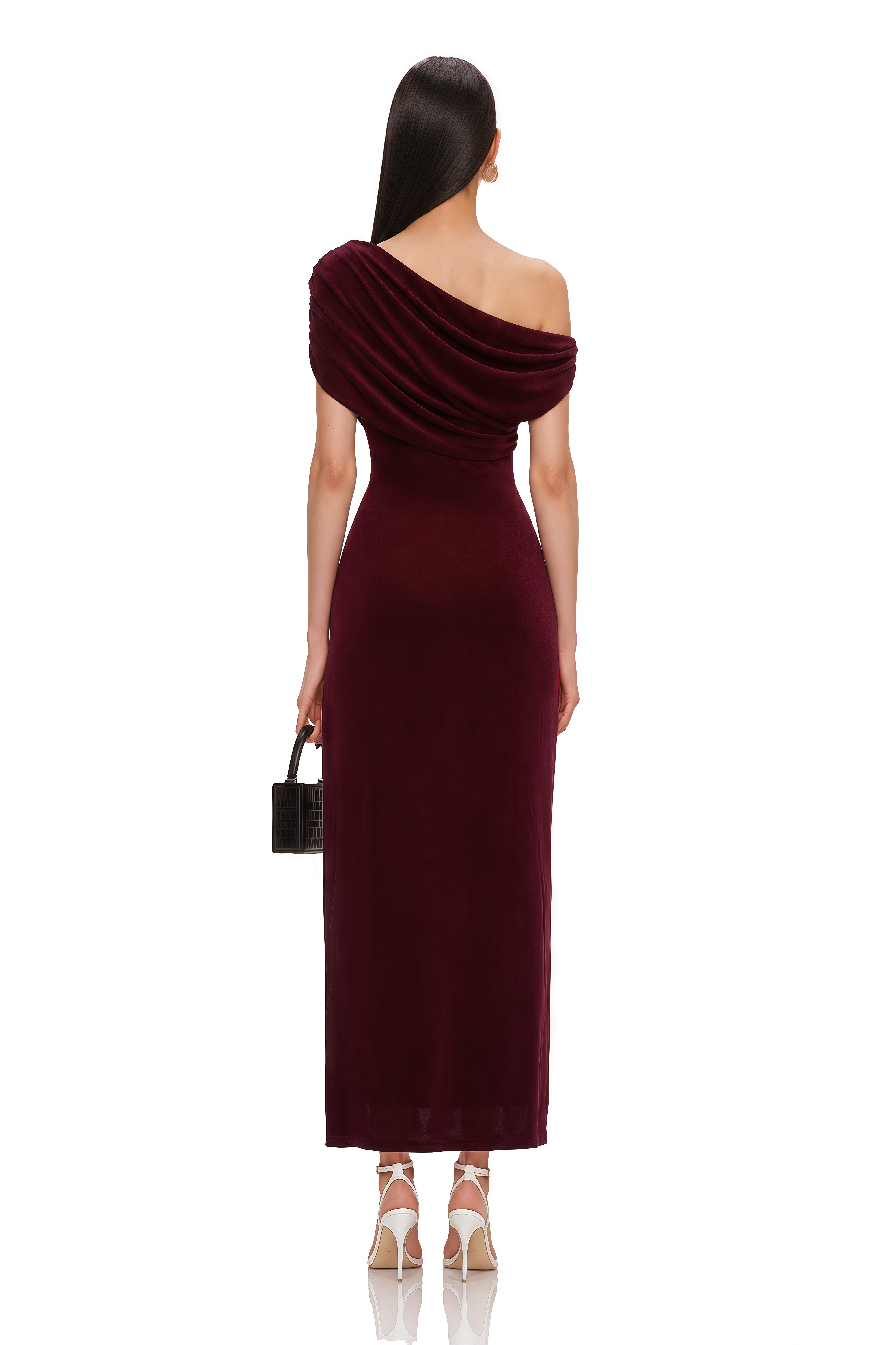 Romilda Red One Shoulder Ruched Maxi Dress
