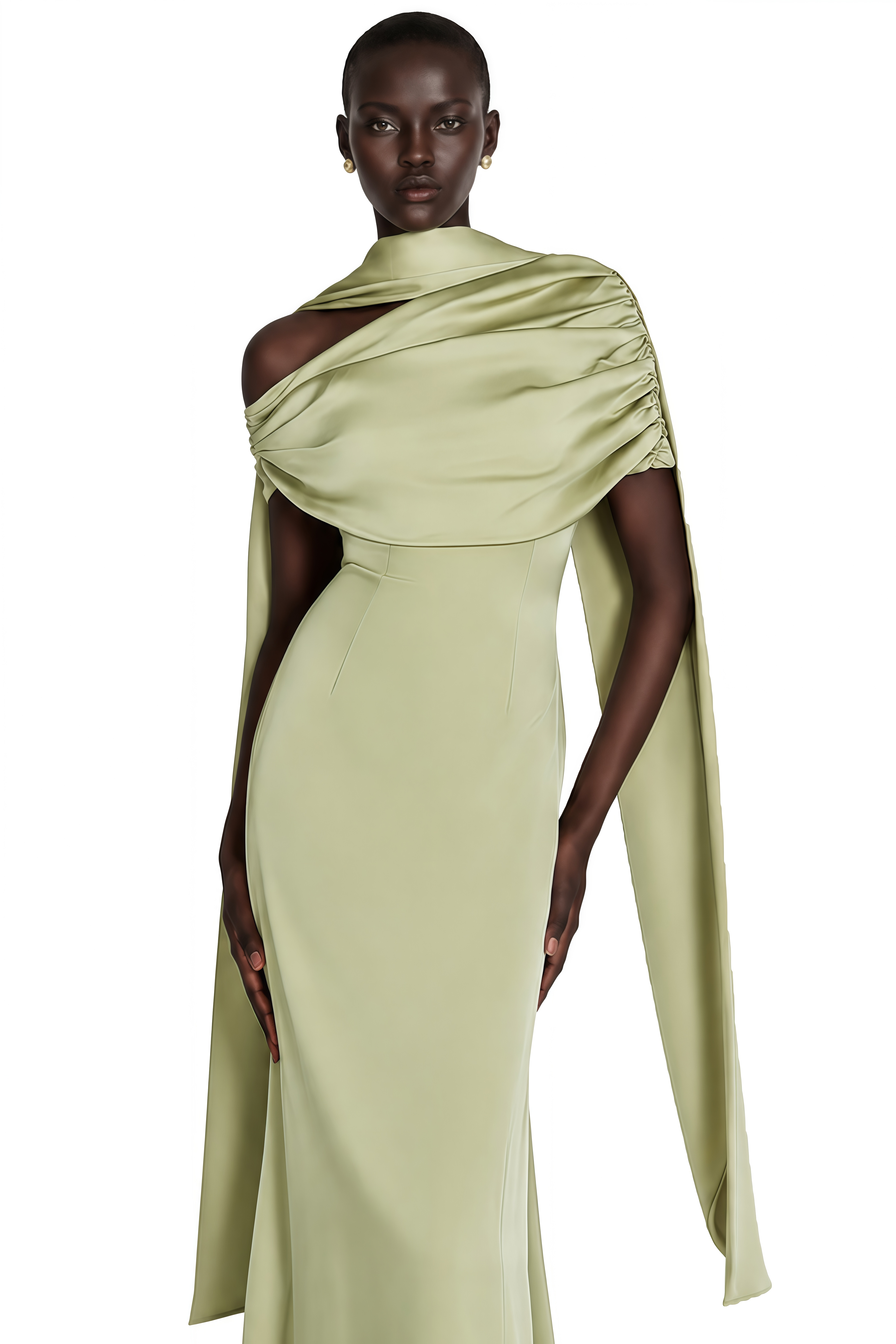 ベネデッタグリーン ワンショルダー サテン マキシドレス　miss rosier Benedetta Green One Shoulder Satin Maxi Dress – Miss Rosier