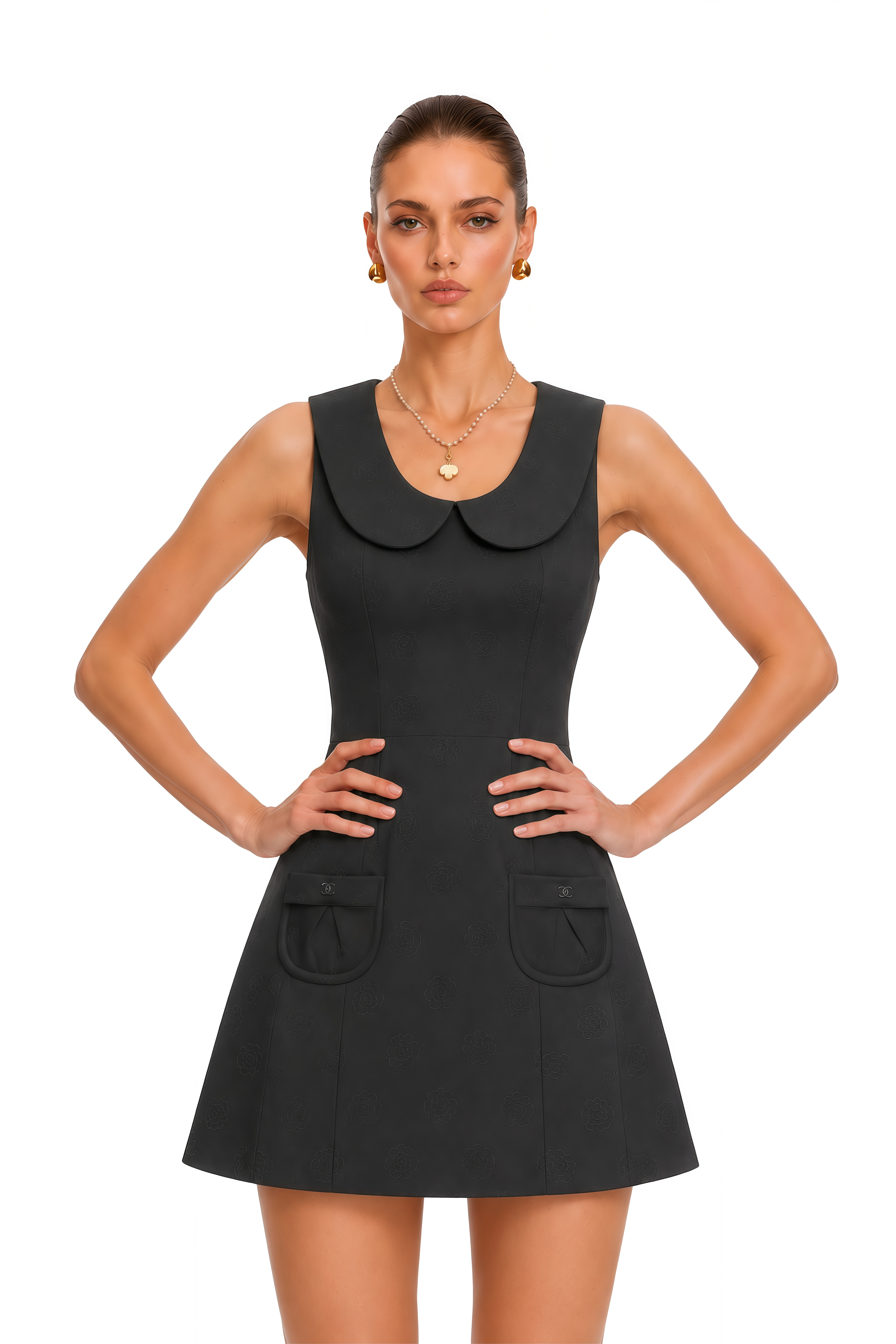 Brooke Black Sleeveless Mini Dress with Pockets