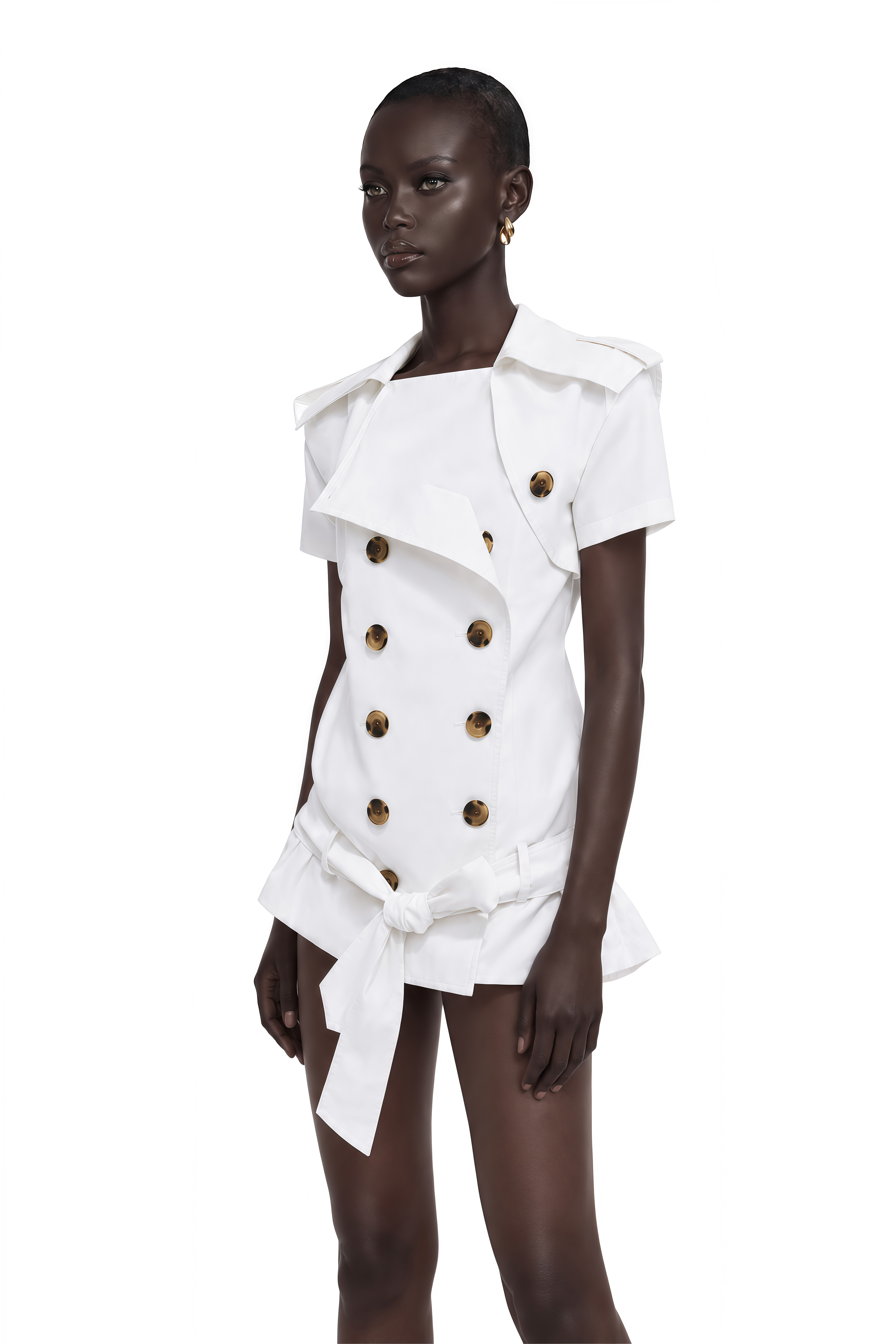 Josette White Double Breasted Trench Coat