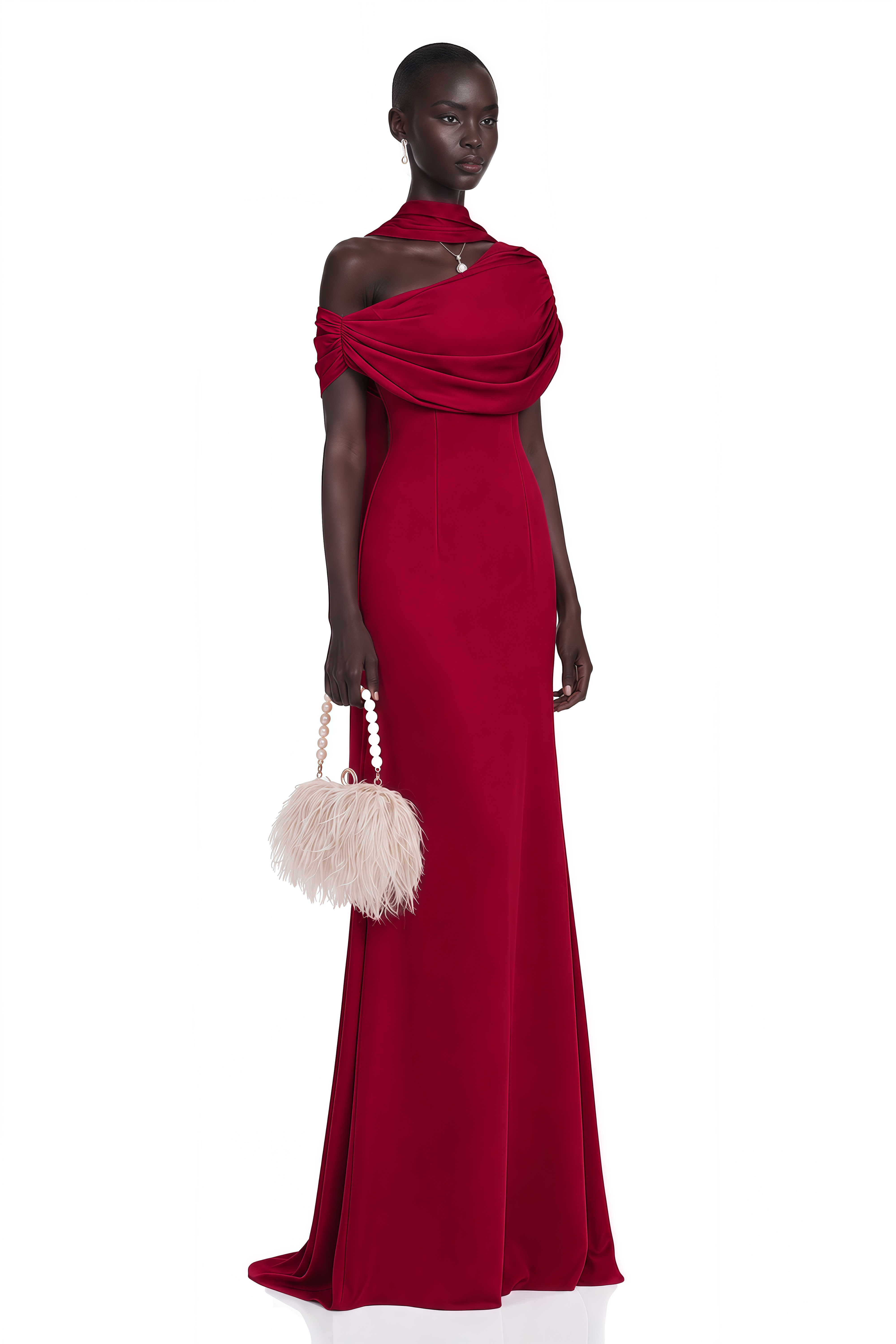 Benedetta Red One Shoulder Satin Maxi Dress