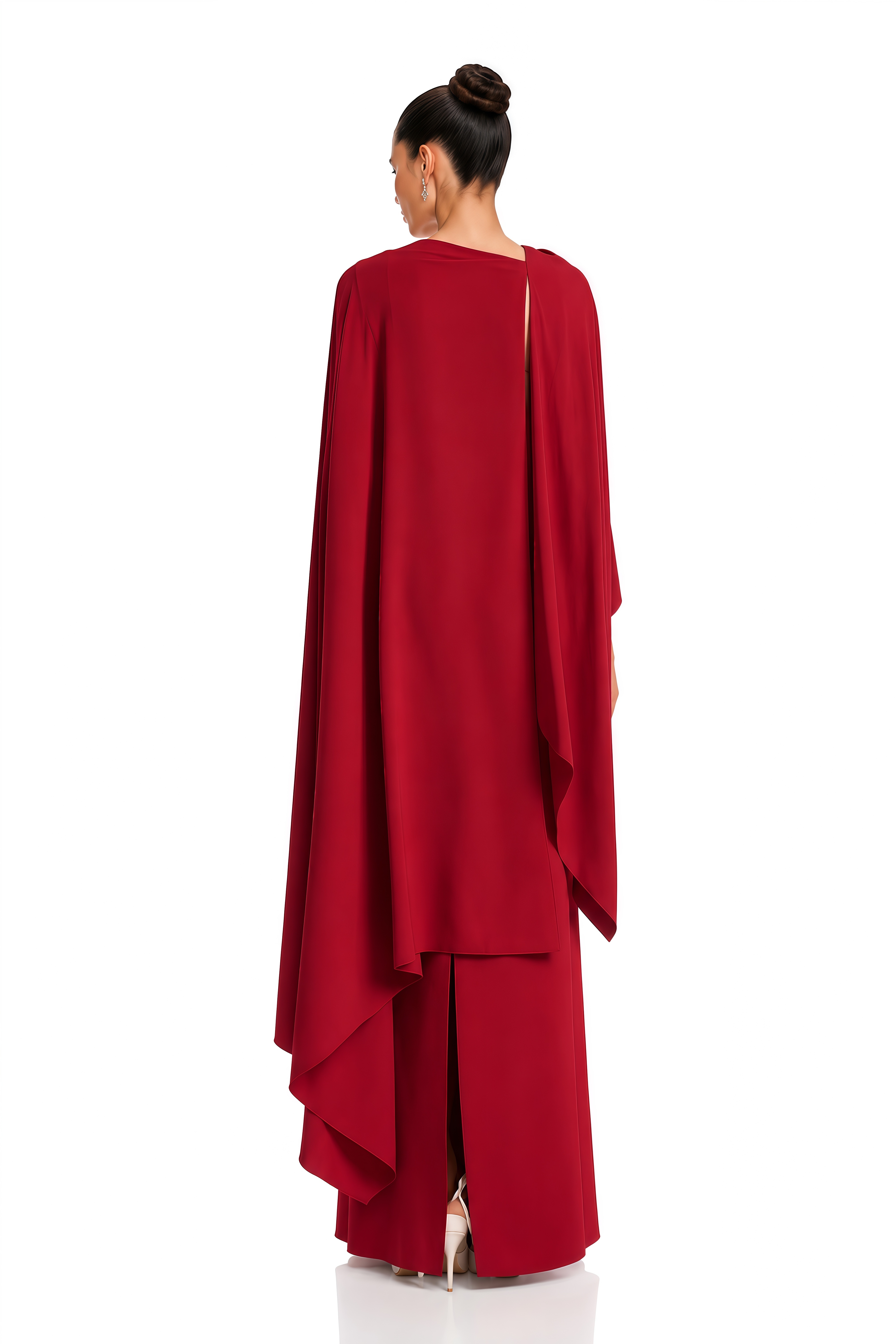 Zinhle Red Draped Cape Maxi Dress