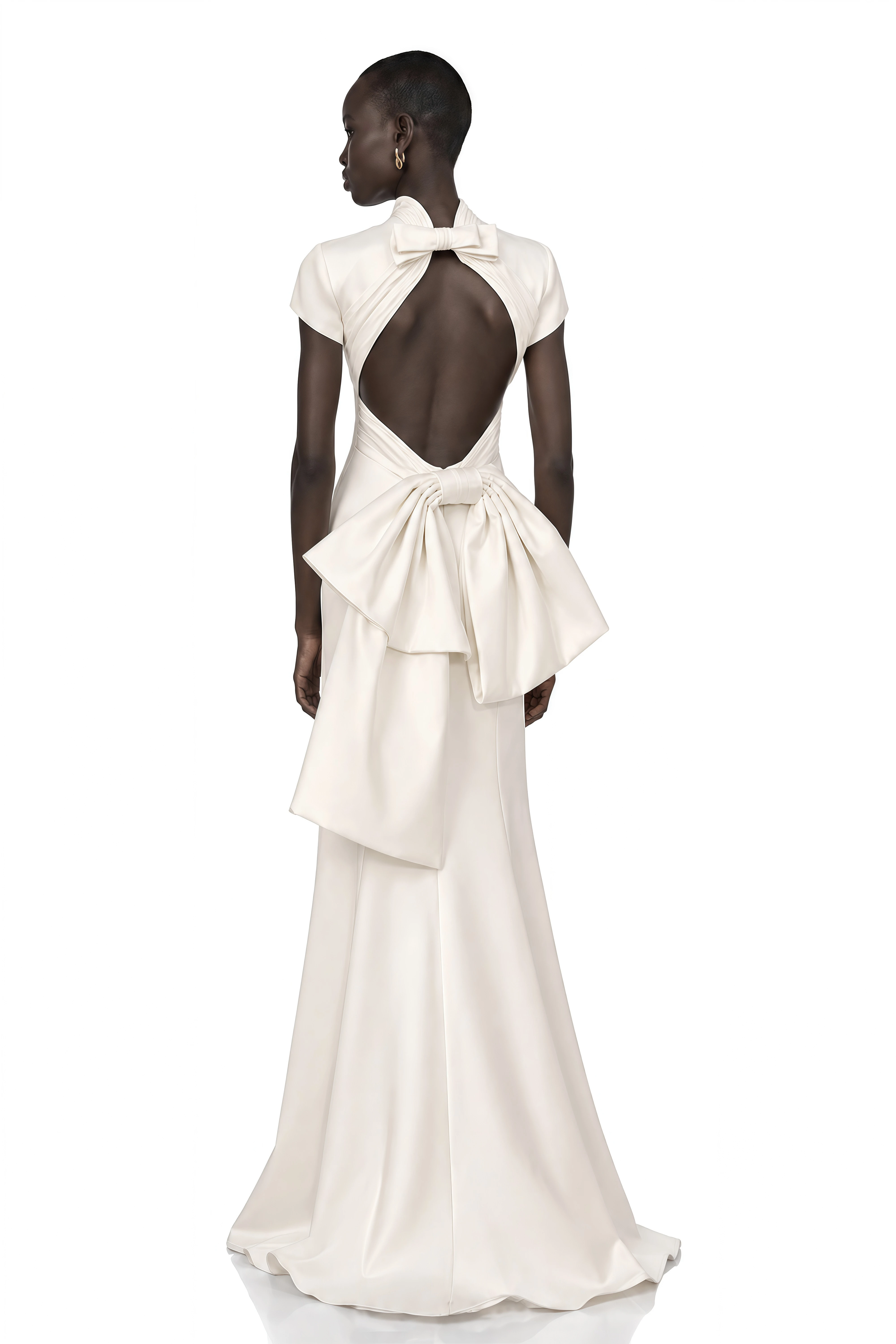 Camille White Statement Bow Mermaid Maxi Dress