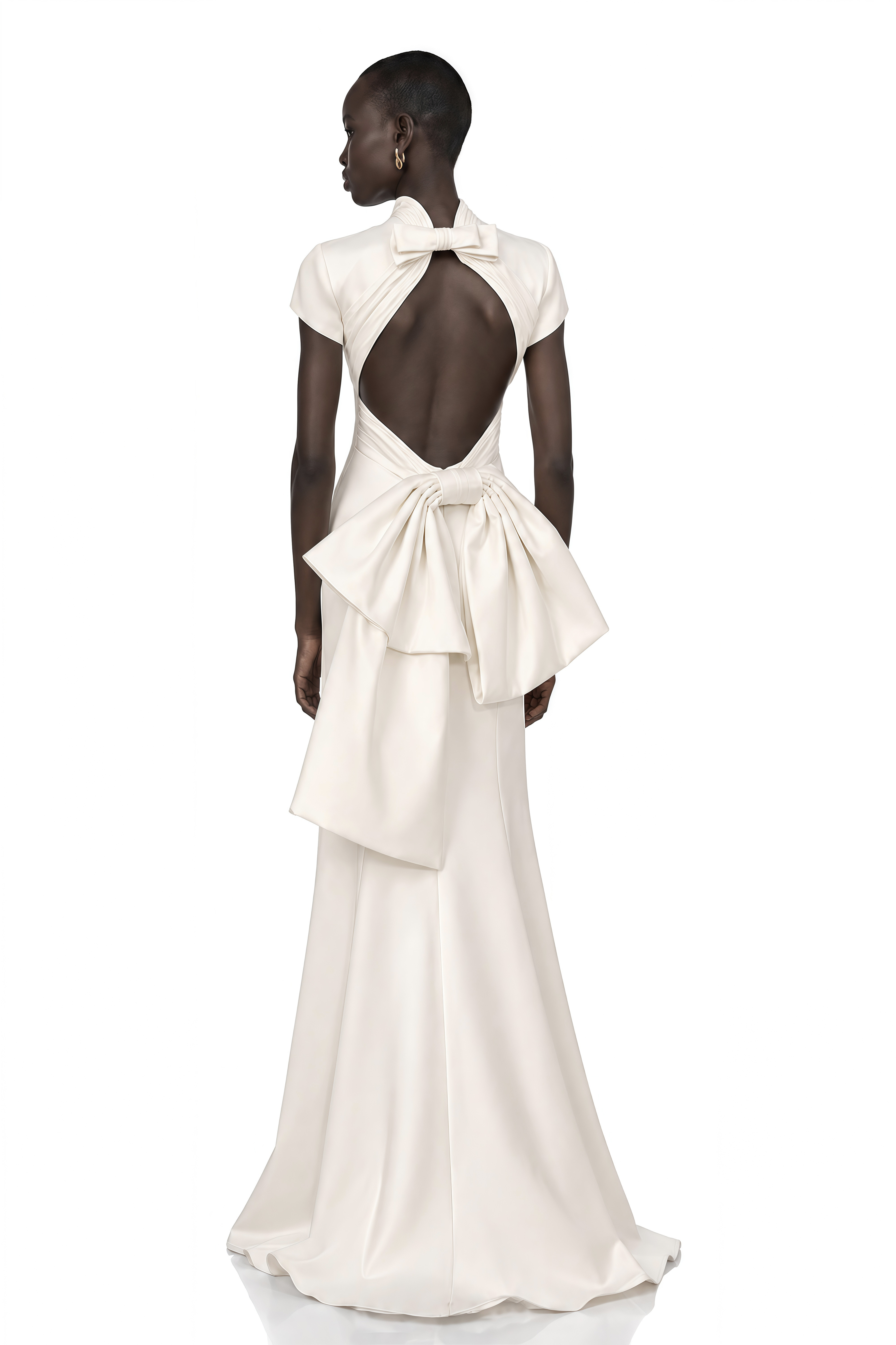Camille White Statement Bow Mermaid Maxi Dress