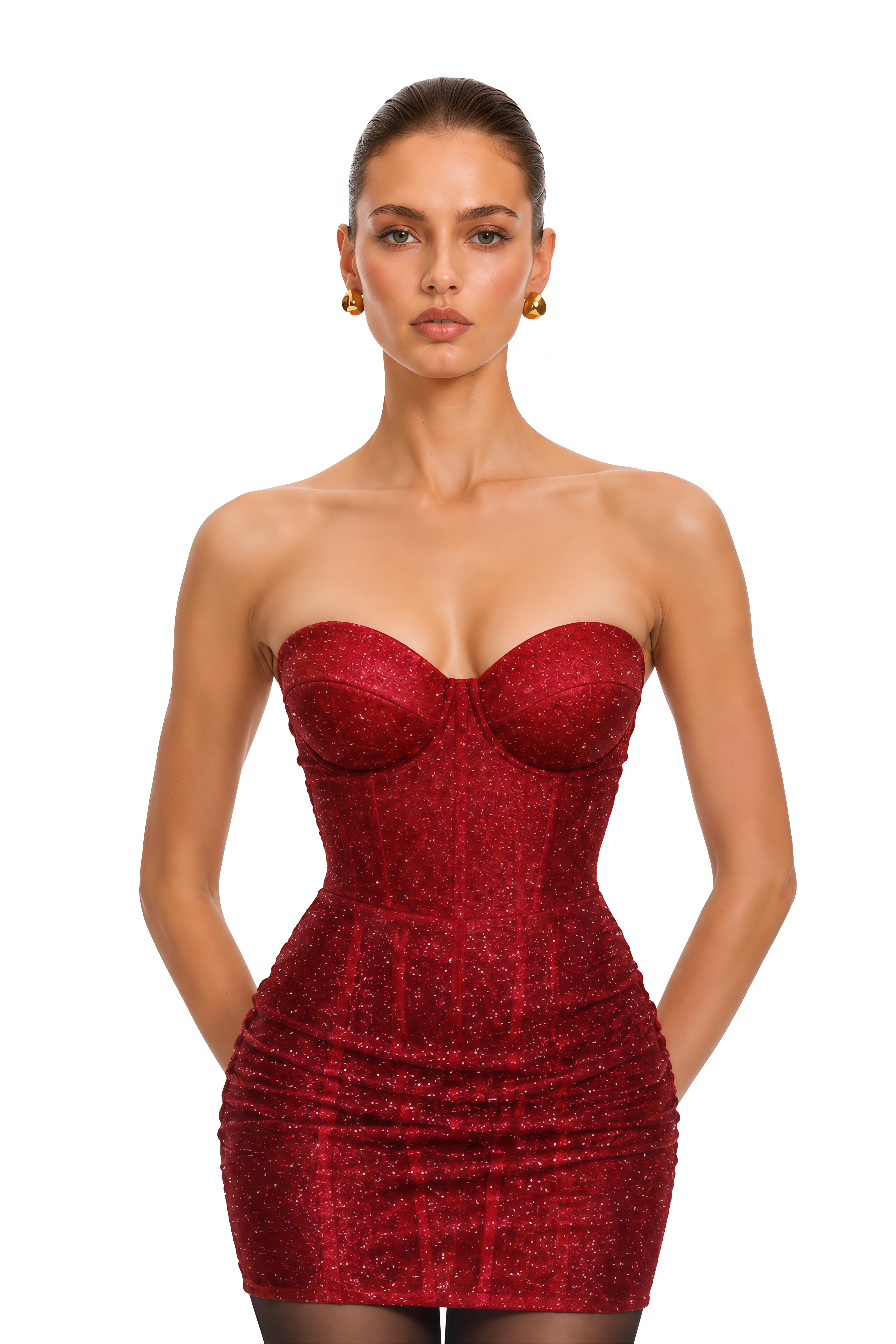 Orabelle Red Brilliance Drop Shiny Dress