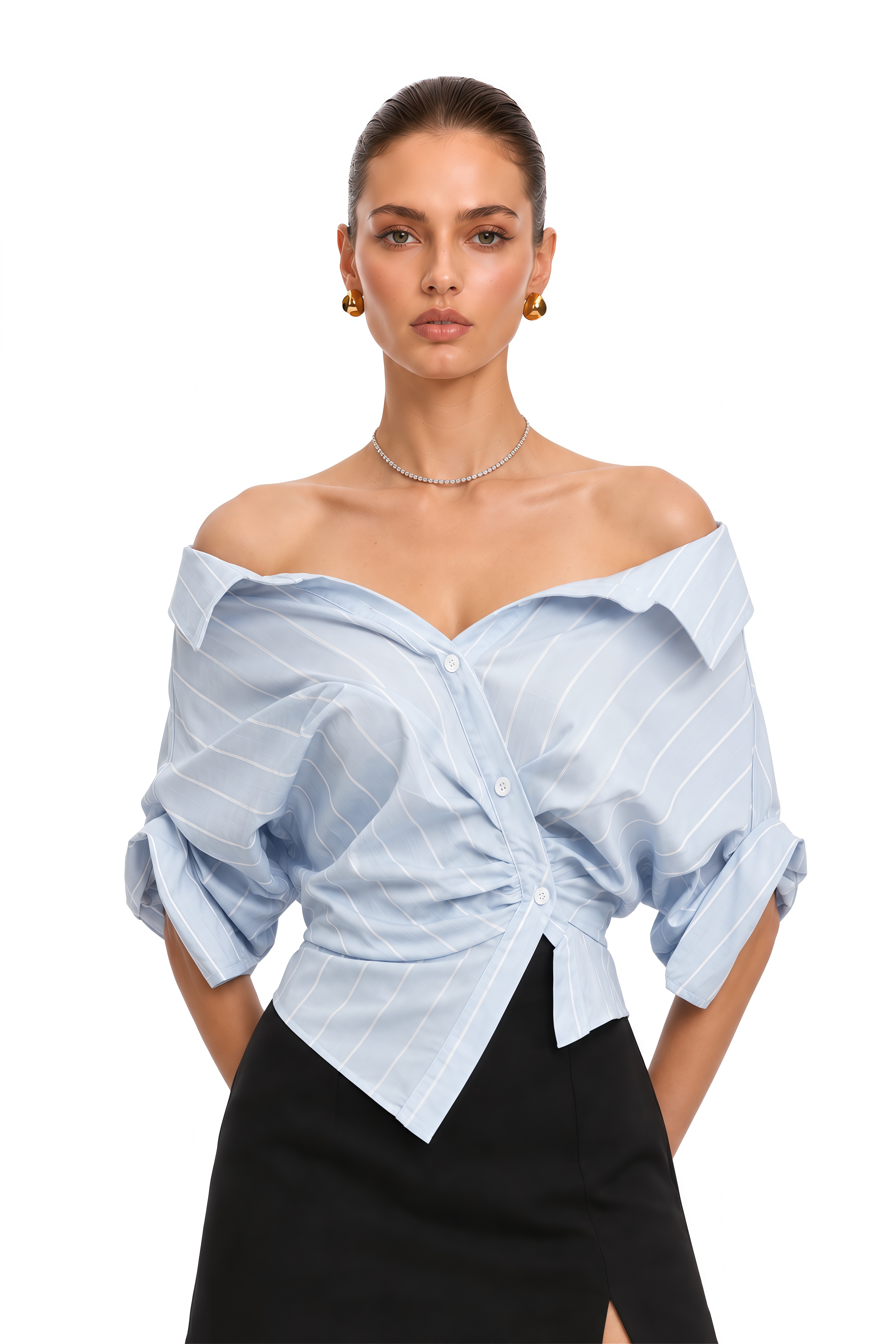 Hélène Striped Off-Shoulder Blouse