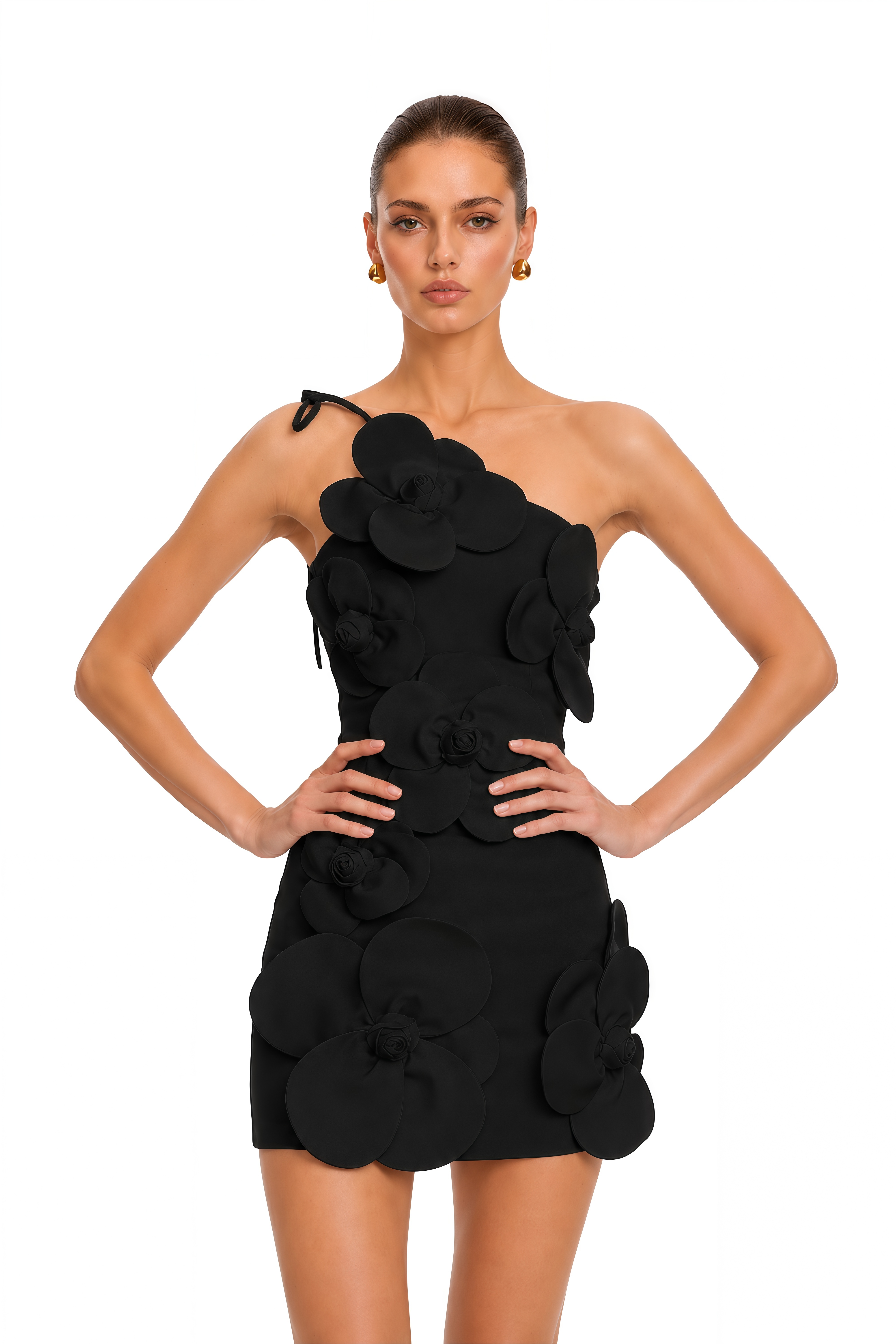 Liane Black Floral Off-Shoulder Mini Dress