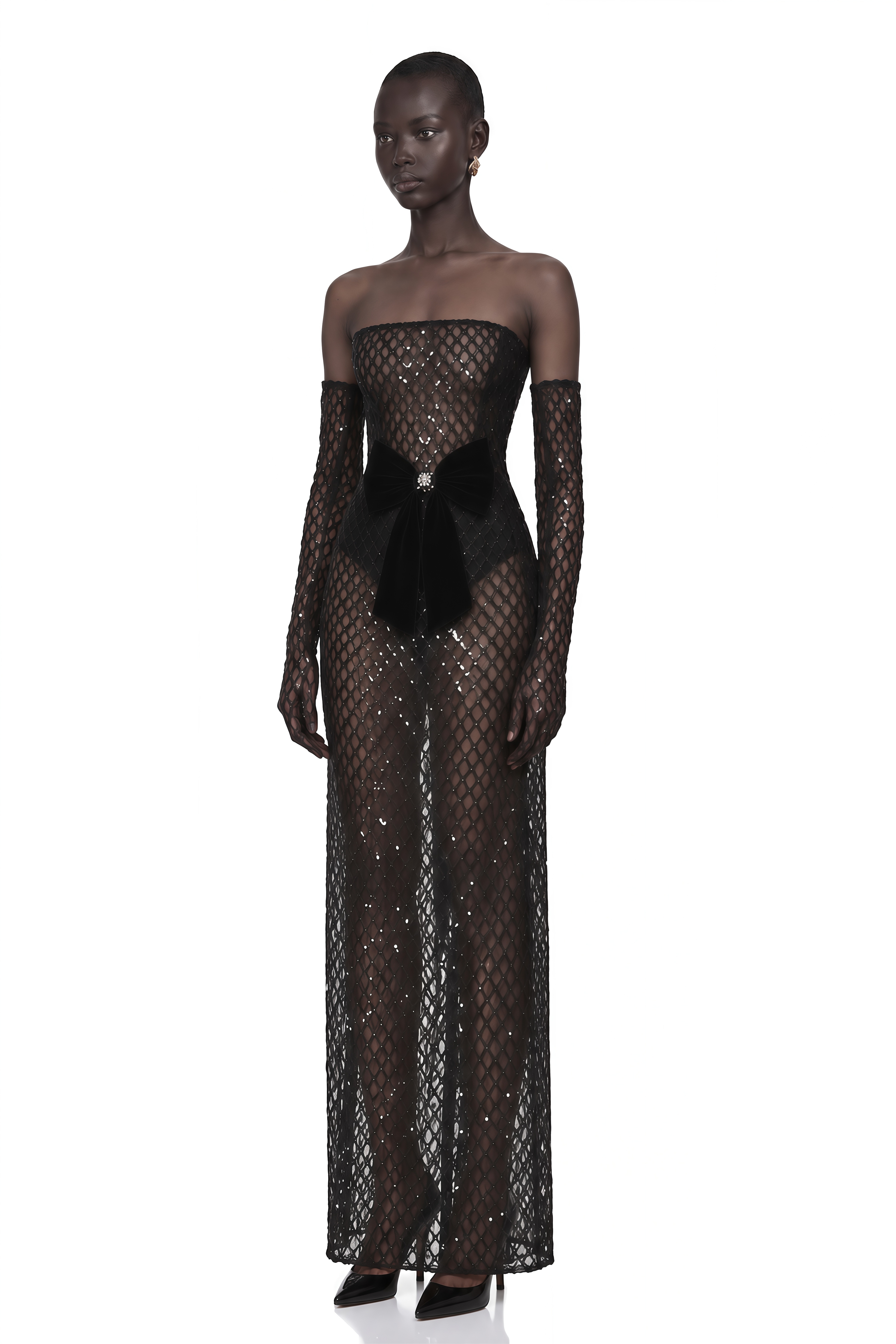 Josie Black Maxi Dress with Bow Detail