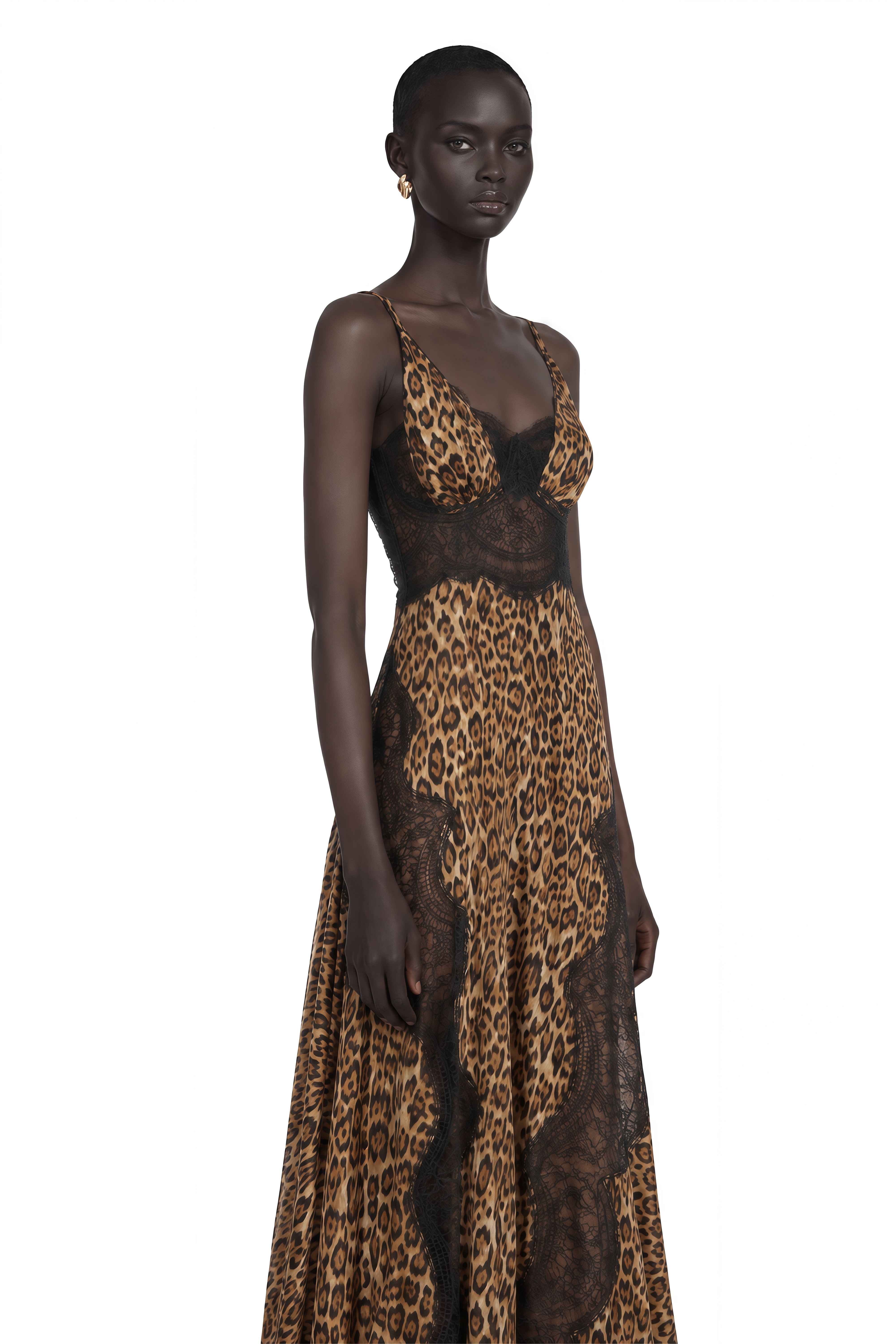 Denisa Brown Leopard Print Maxi Dress