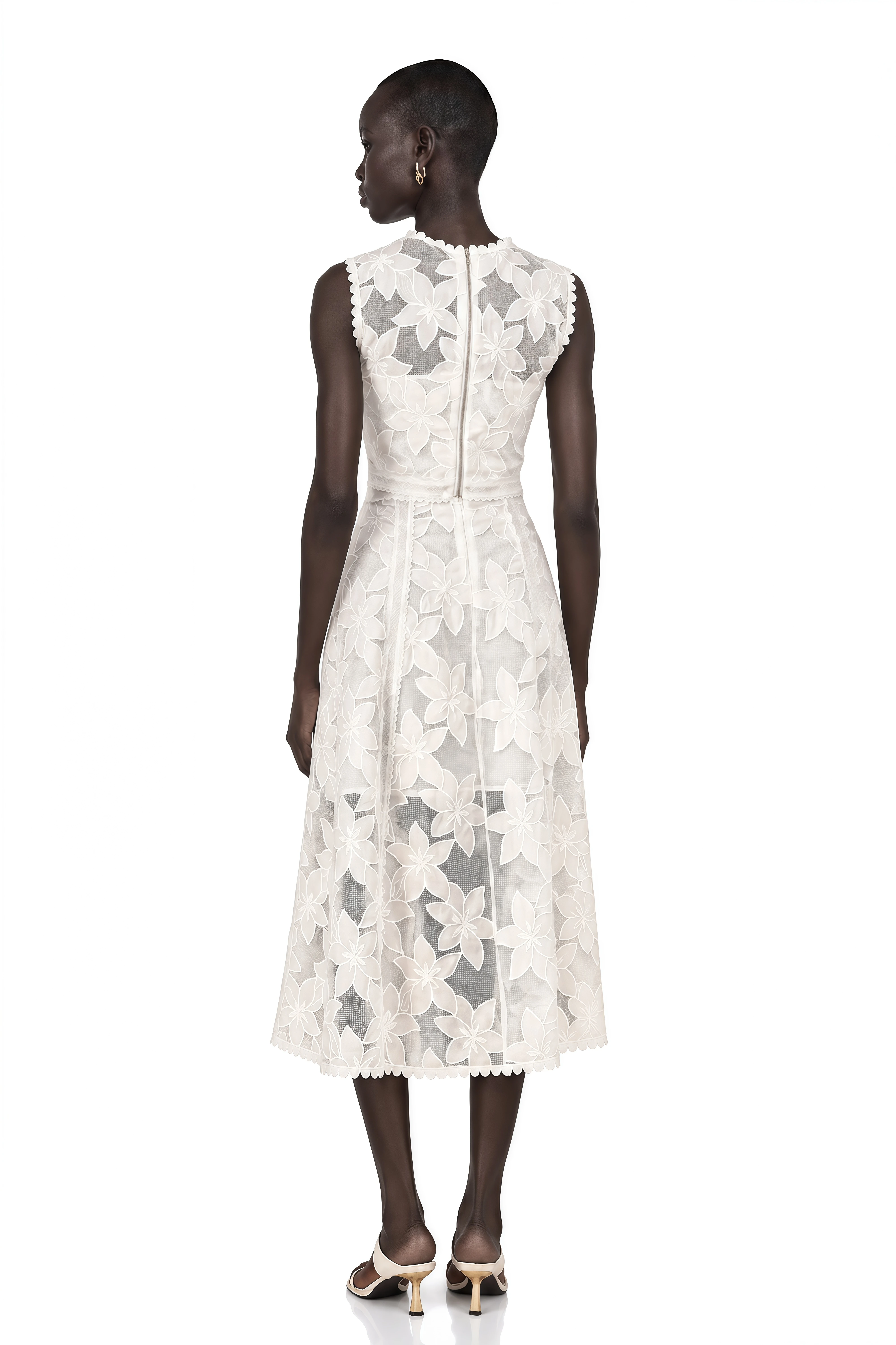Mailys Floral Embroidered Top & Skirt Set in White