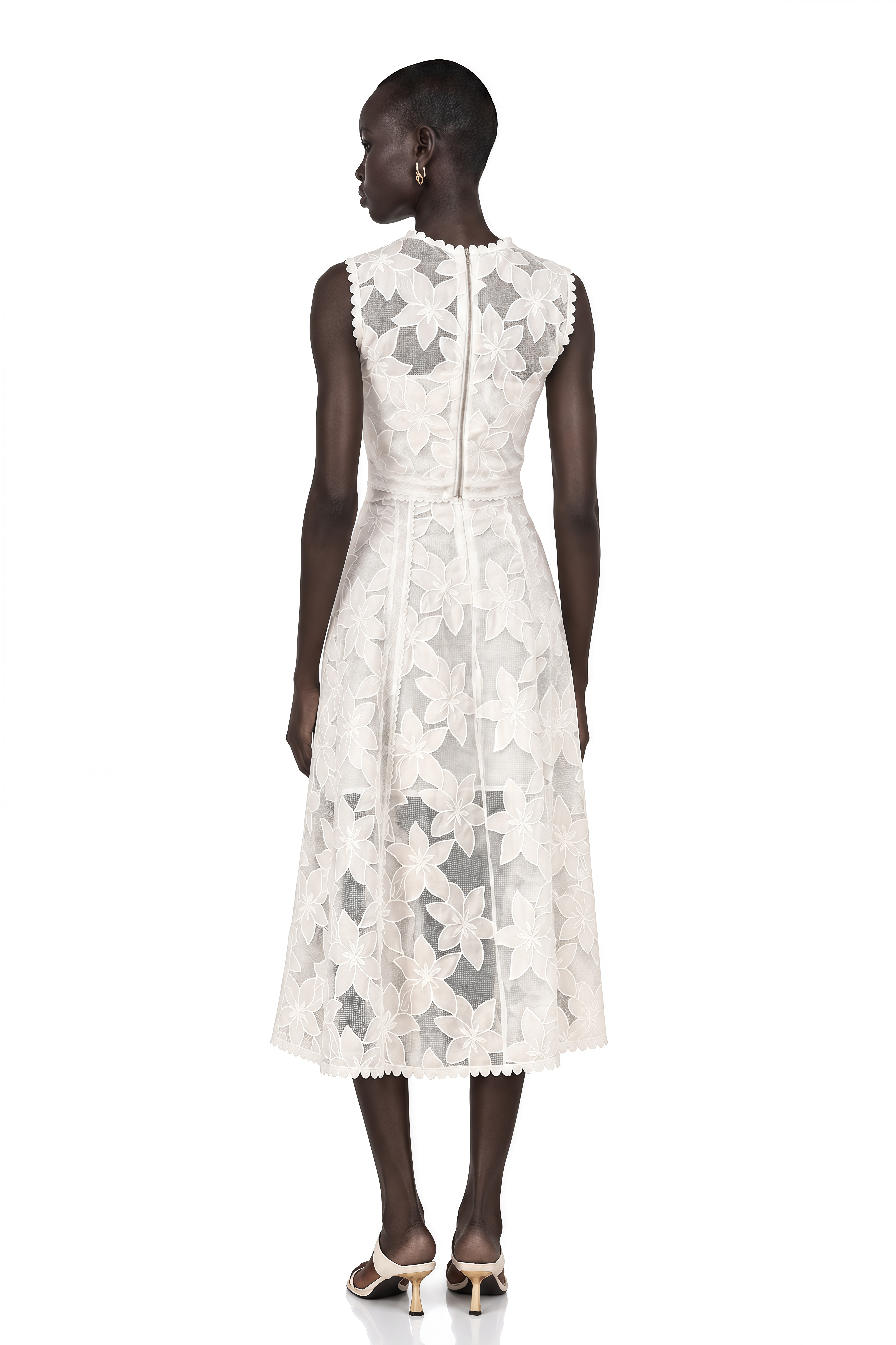 Mailys Floral Embroidered Top & Skirt Set in White