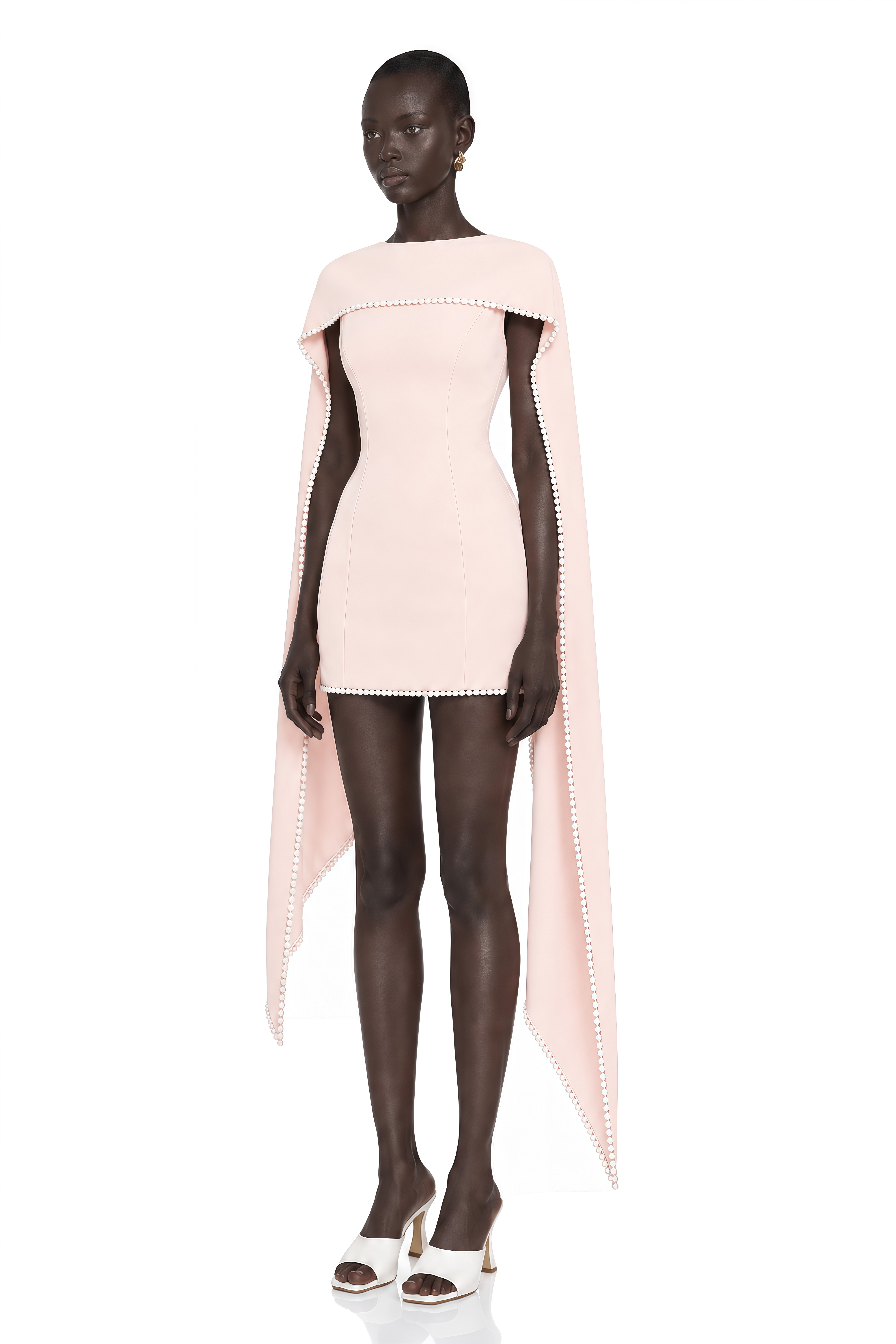 Piroska Pink Sleeveless Pearl Trim Mini Dress