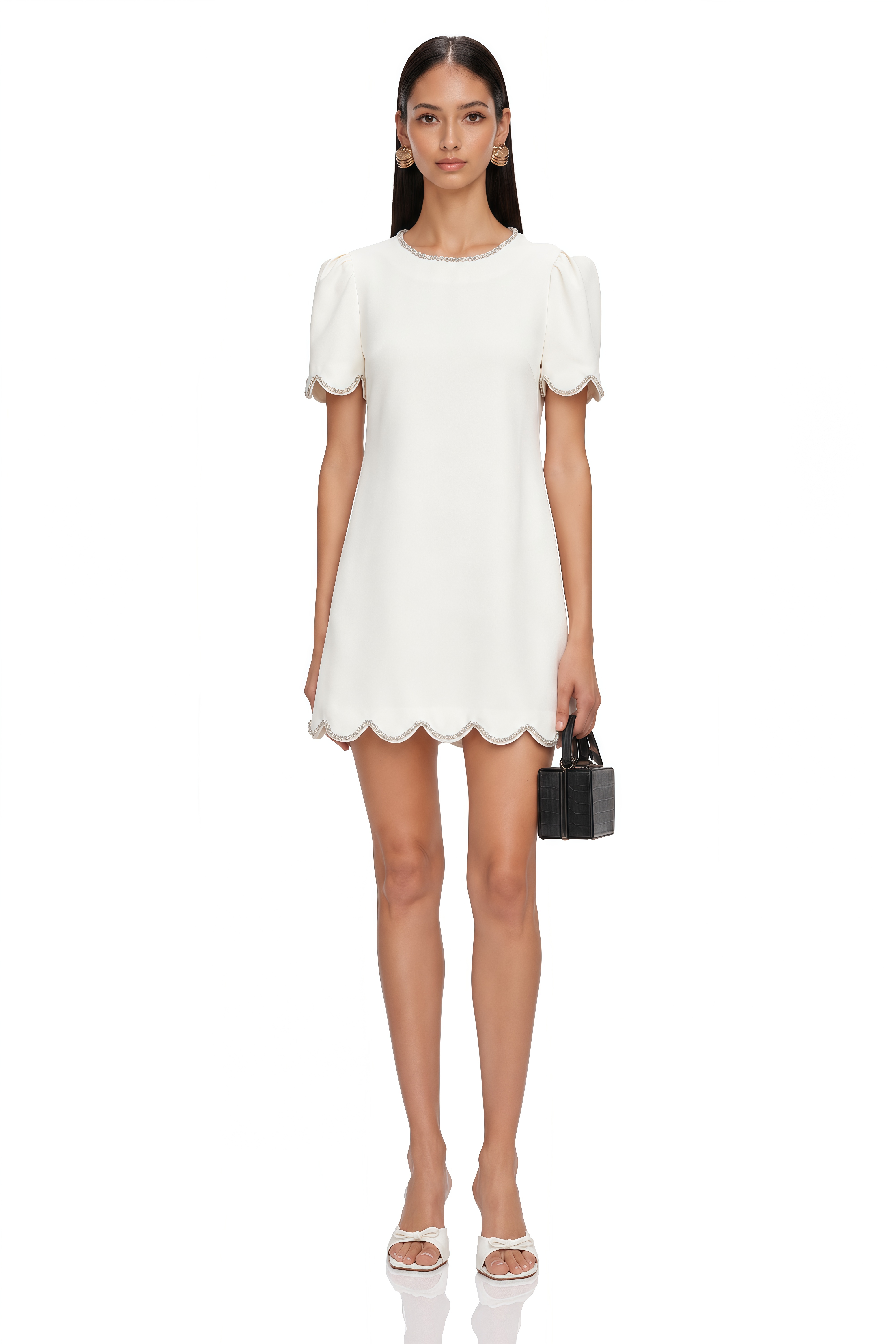 Bérénice White Crystal-Embellished Mini Dress