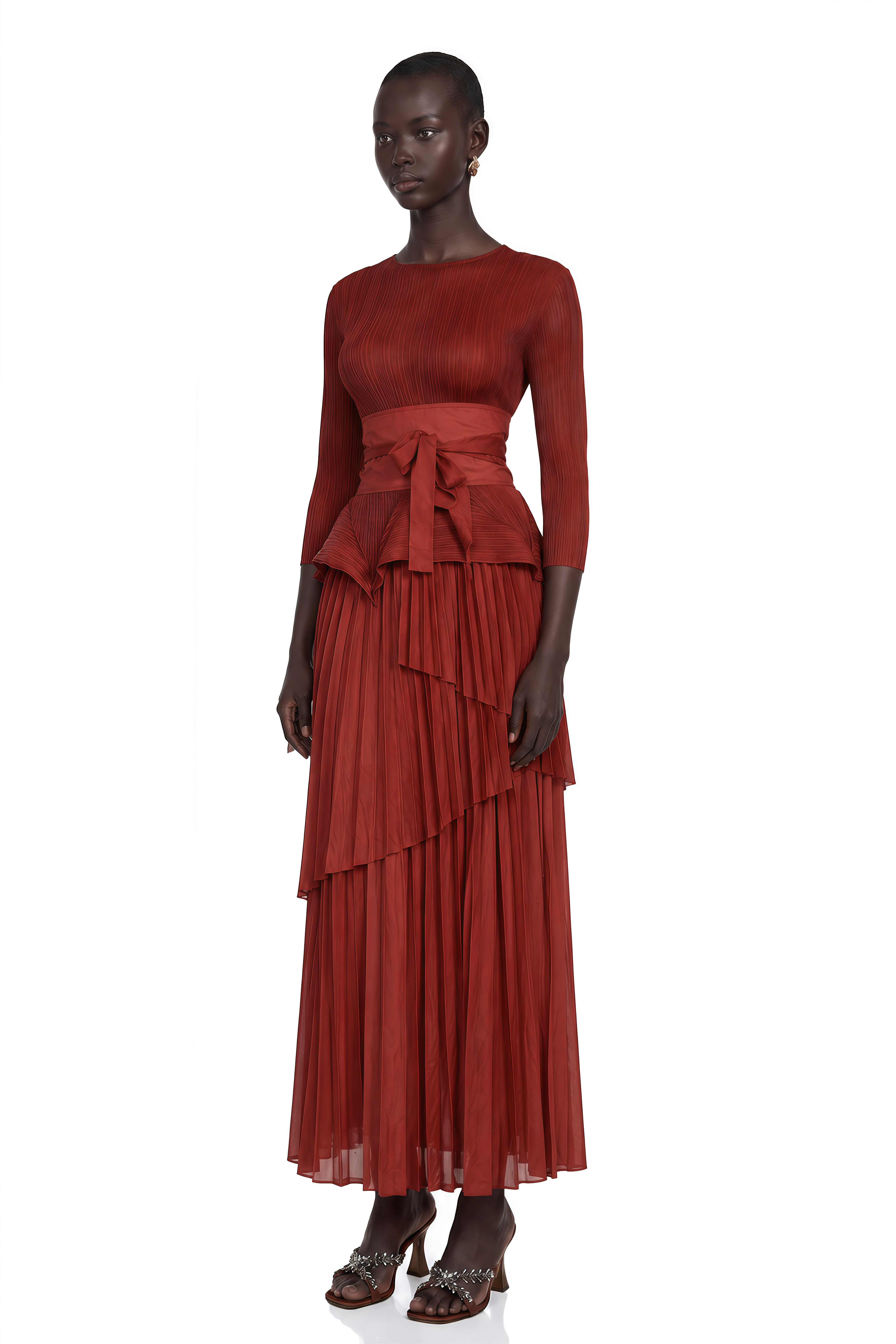 Margaux Bow-Tie Pleated Top & Skirt Matching Set
