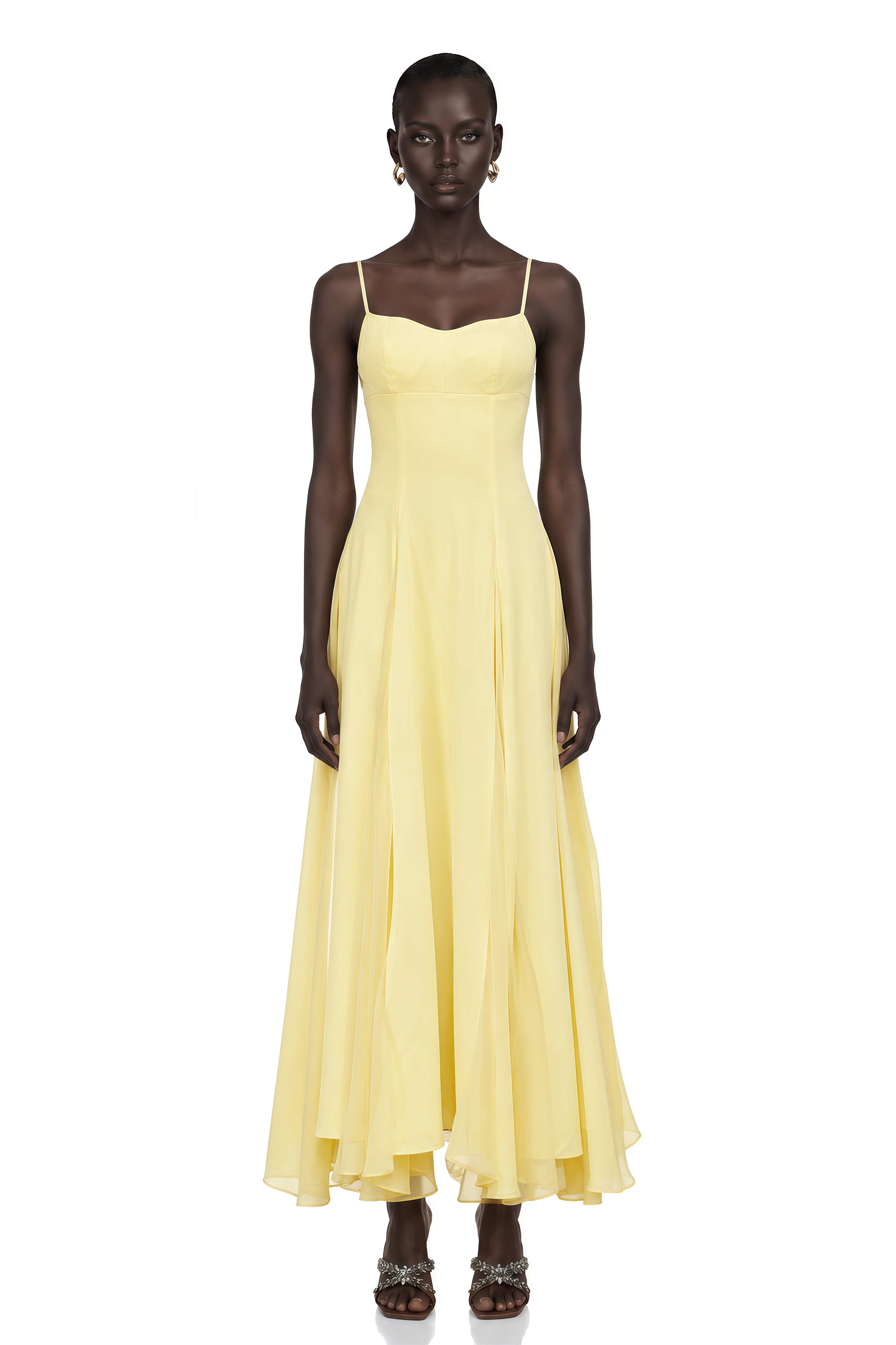Sofie Yellow Pleated Maxi Dress