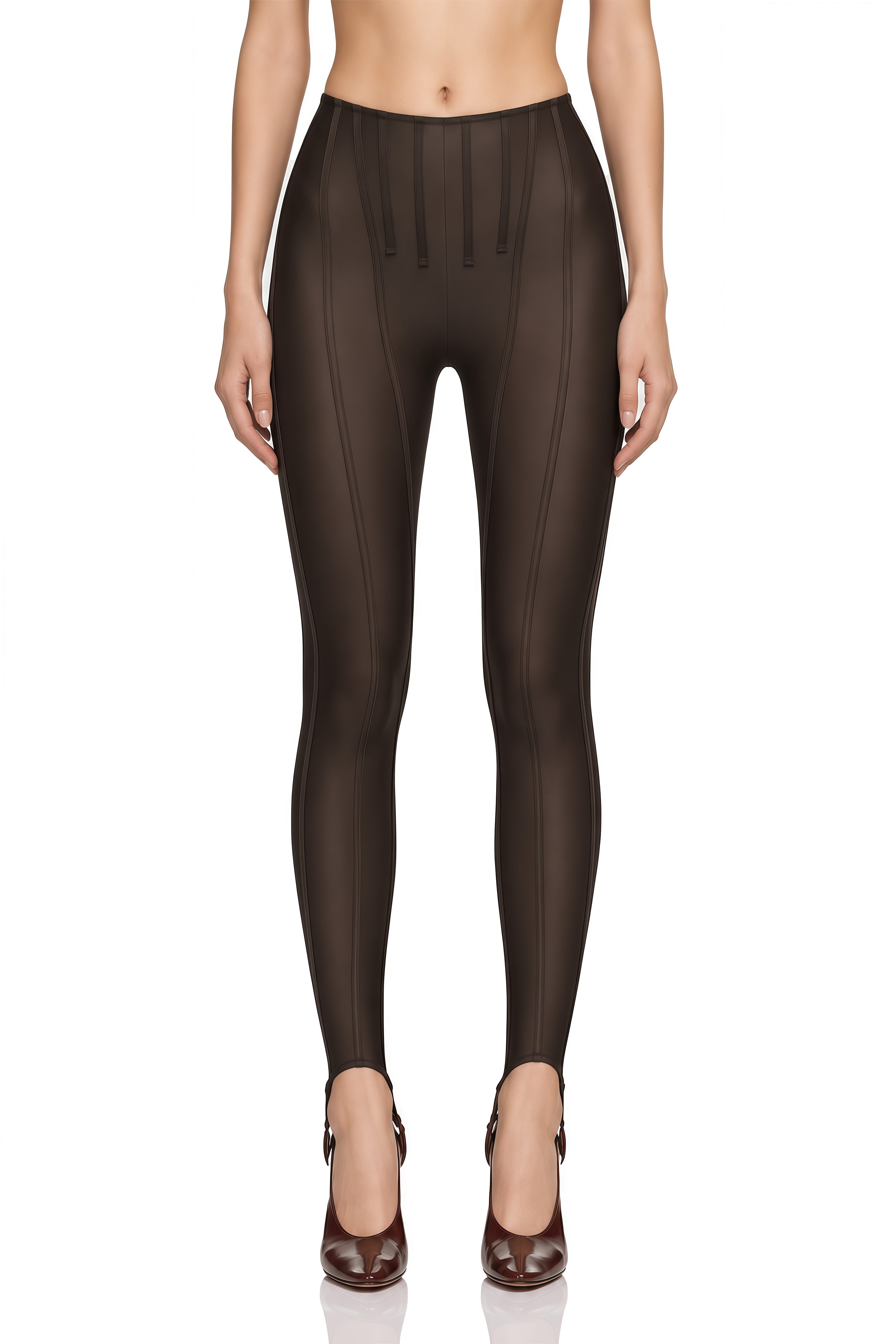 Cordelia Brown Decorative Stitching Leggings