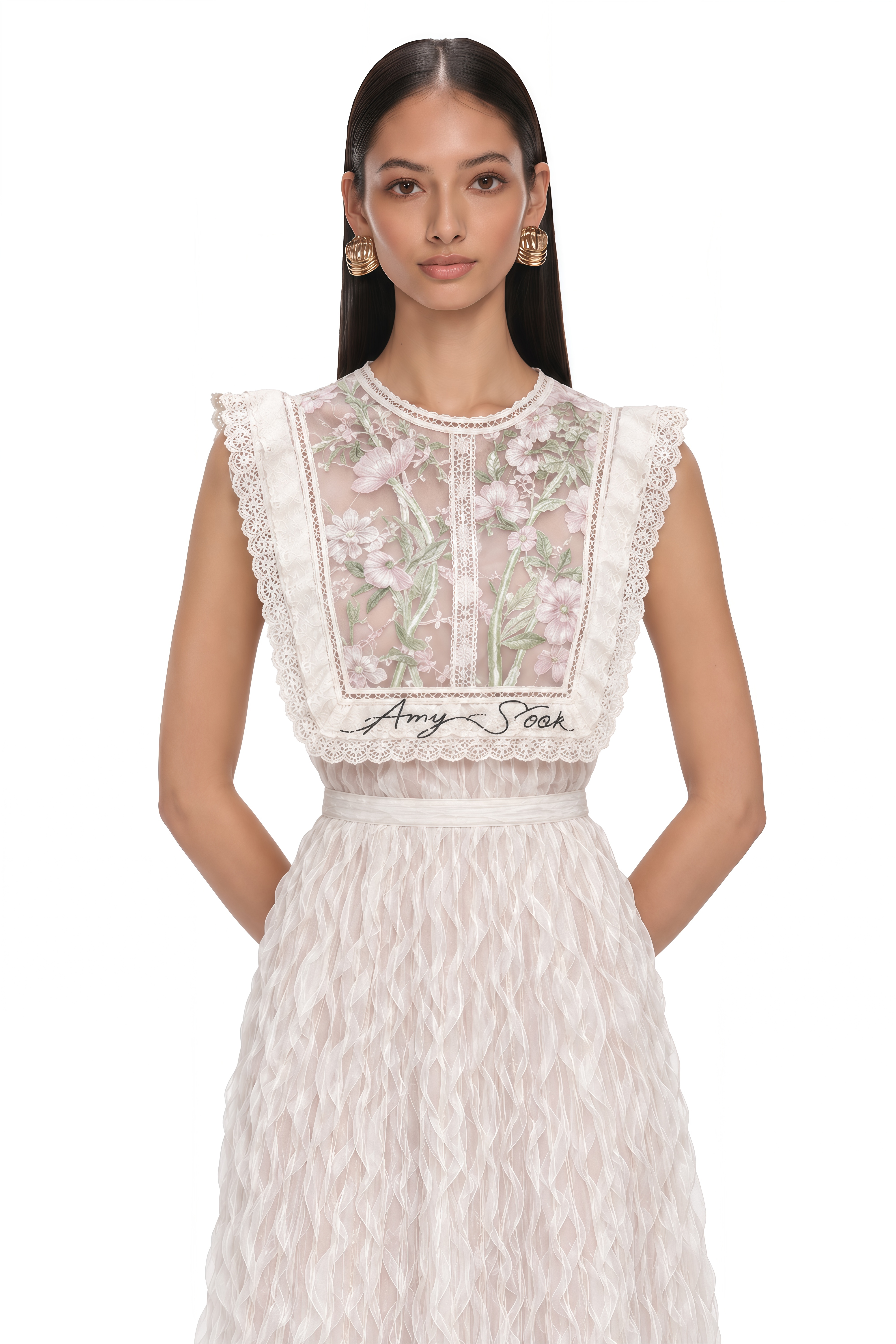 Kaila White Floral Embroidered Maxi Dress