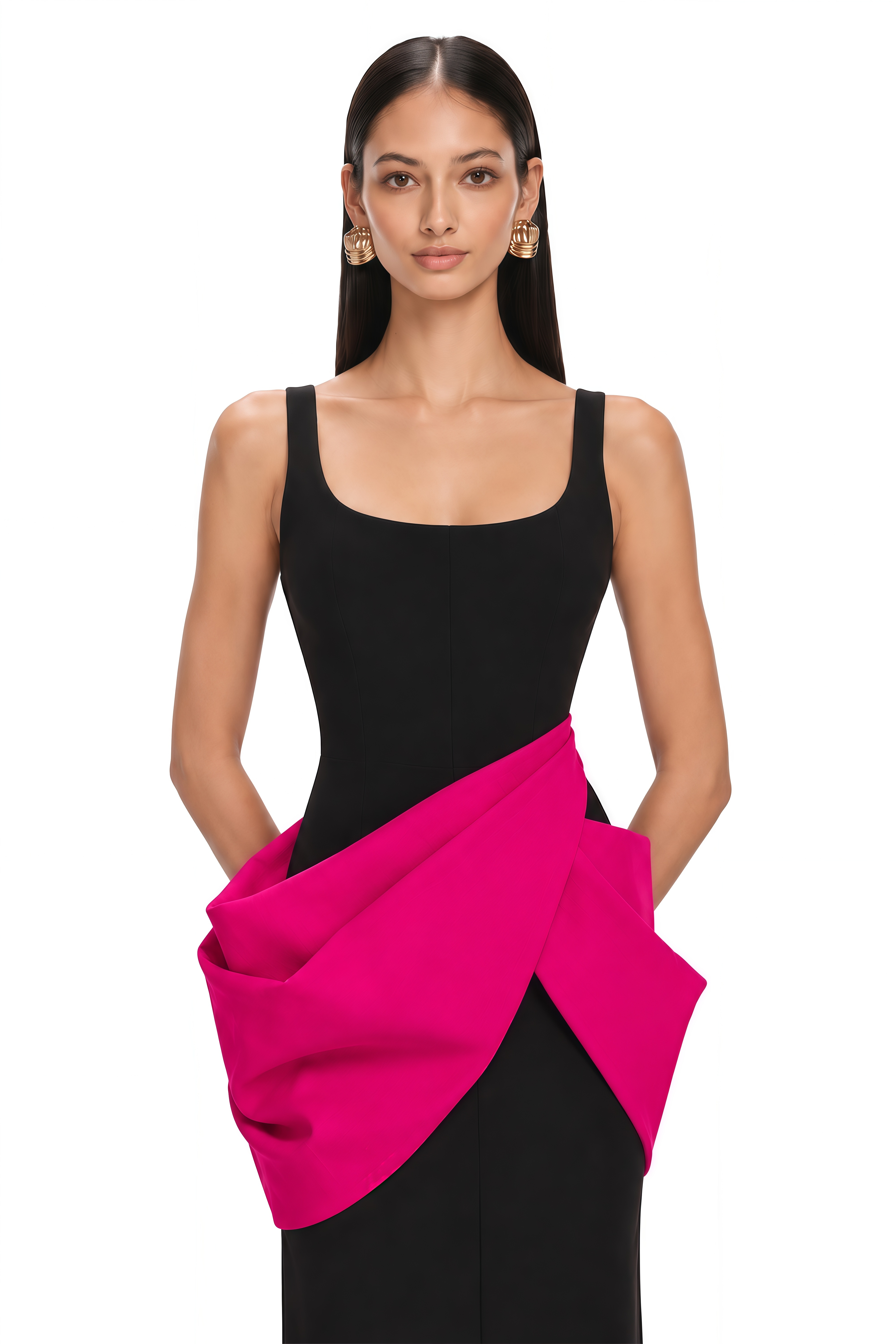Aurora Black Color Block Layered Maxi Dress