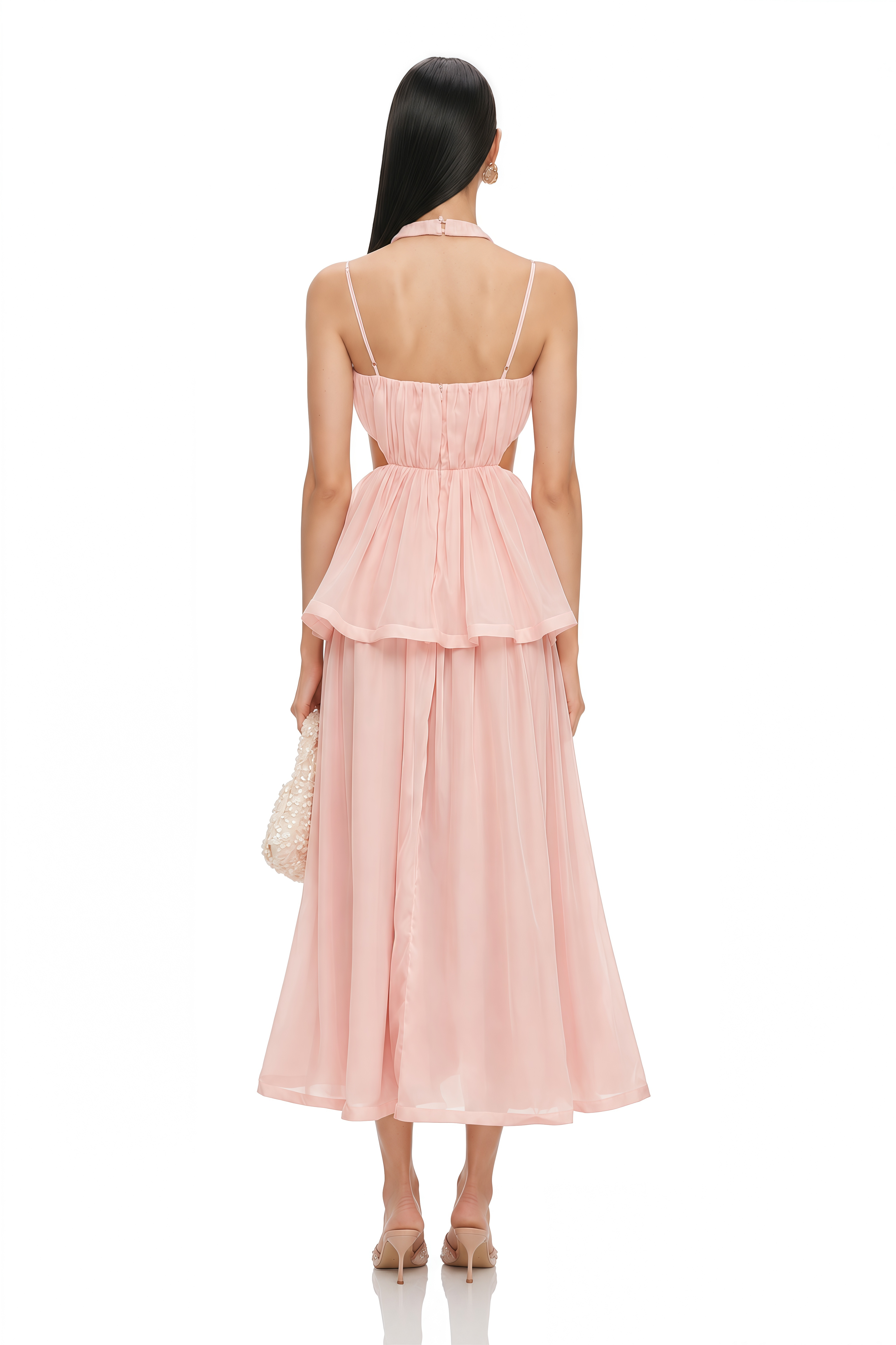 Danae Pink Cut-Out Floral-Applique Maxi Dress