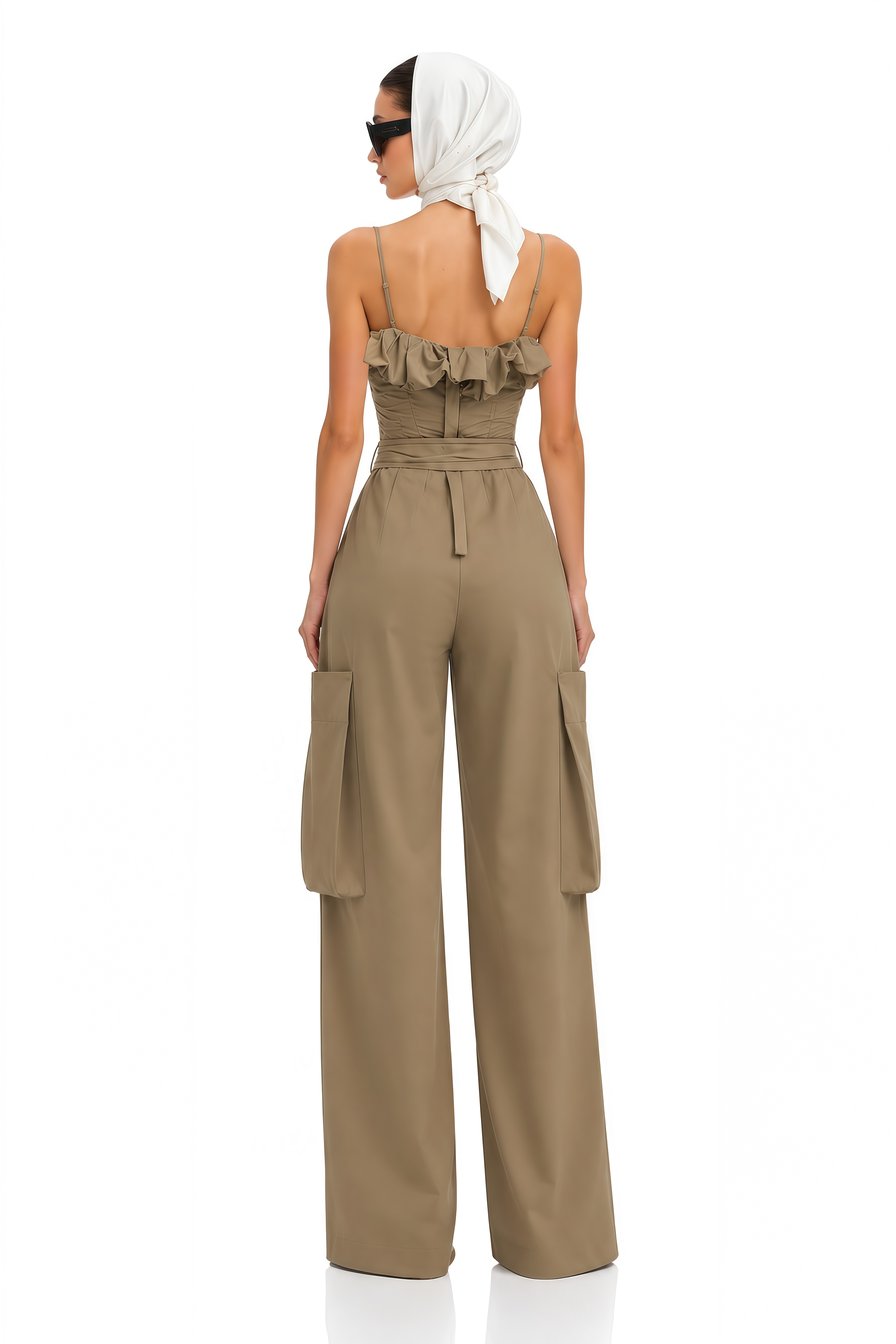 Nanette Khaki Asymmetrical Double Breasted Jumpsuit