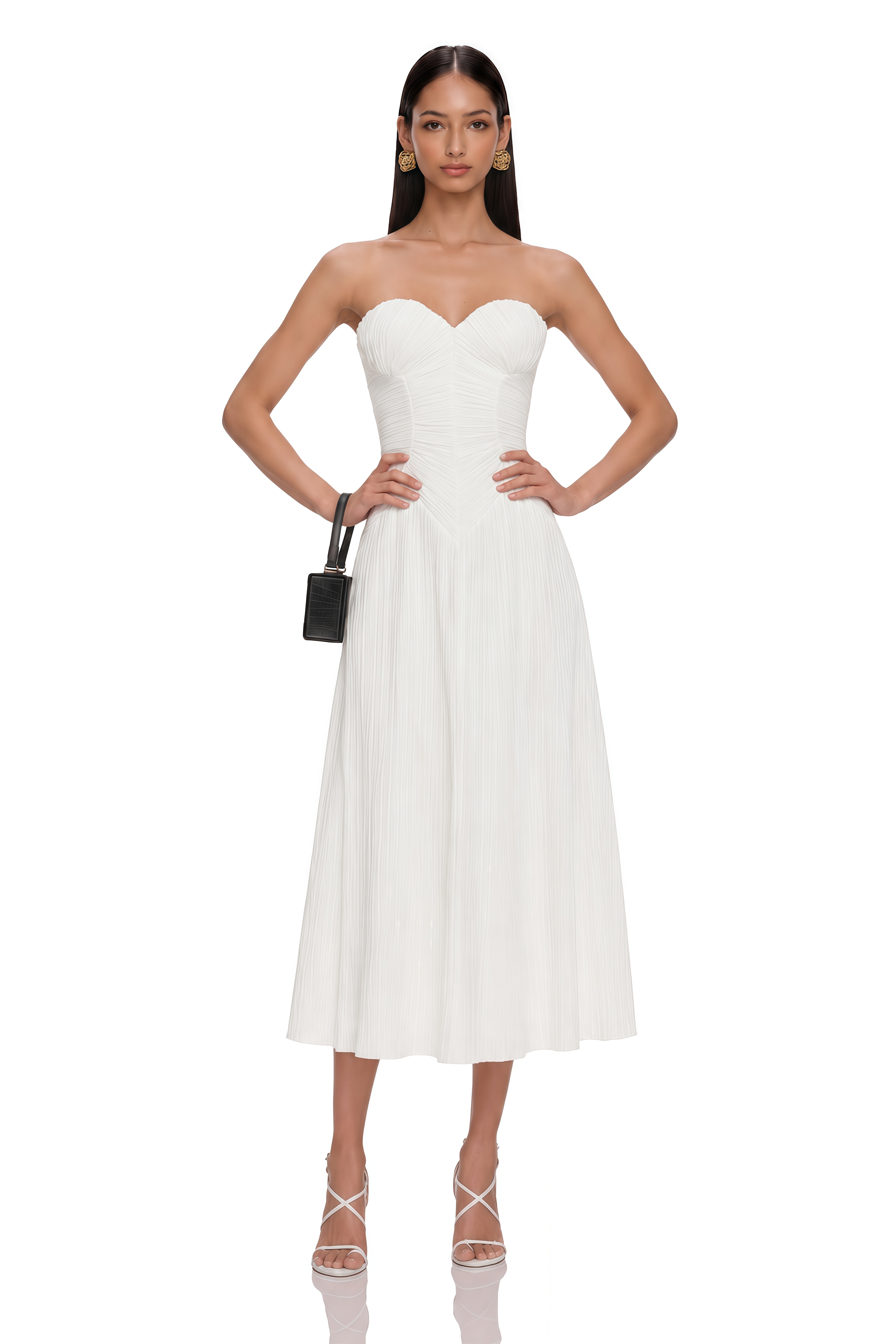 Ilinca White Off-Shoulder Ruched Maxi Dress