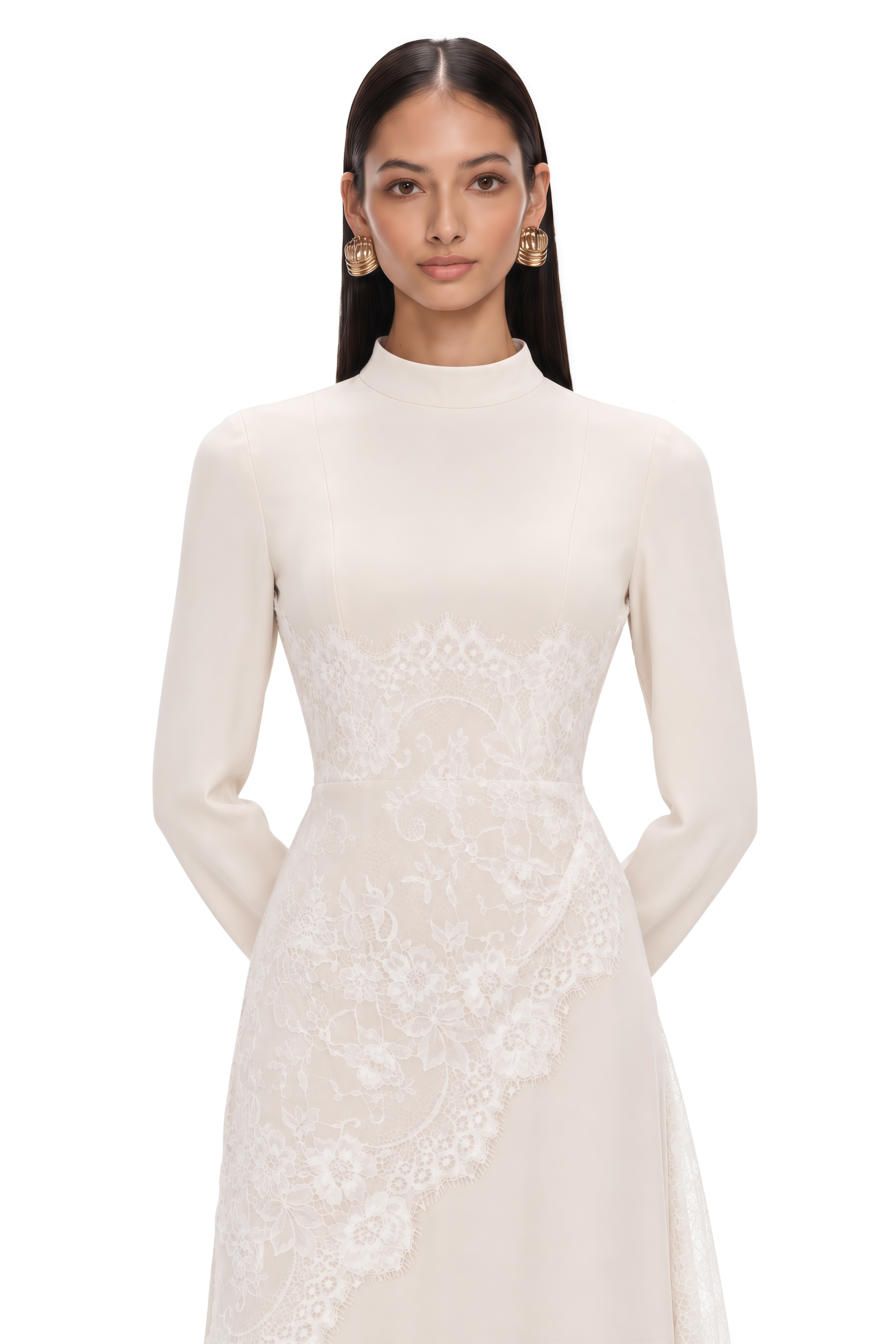 Aurora White Floral Lace Maxi Dress